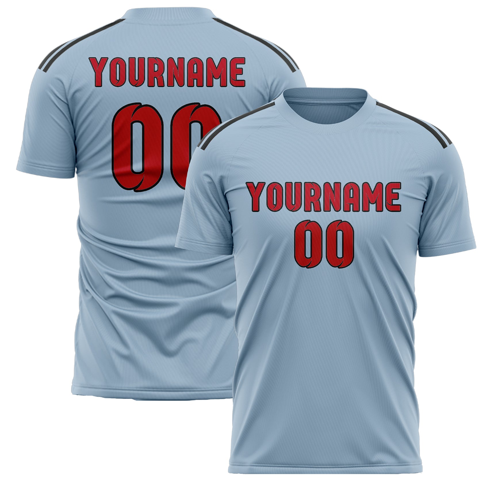 Benutzerdefiniertes Professionelles Hellblau Rot Fußballtrikot
