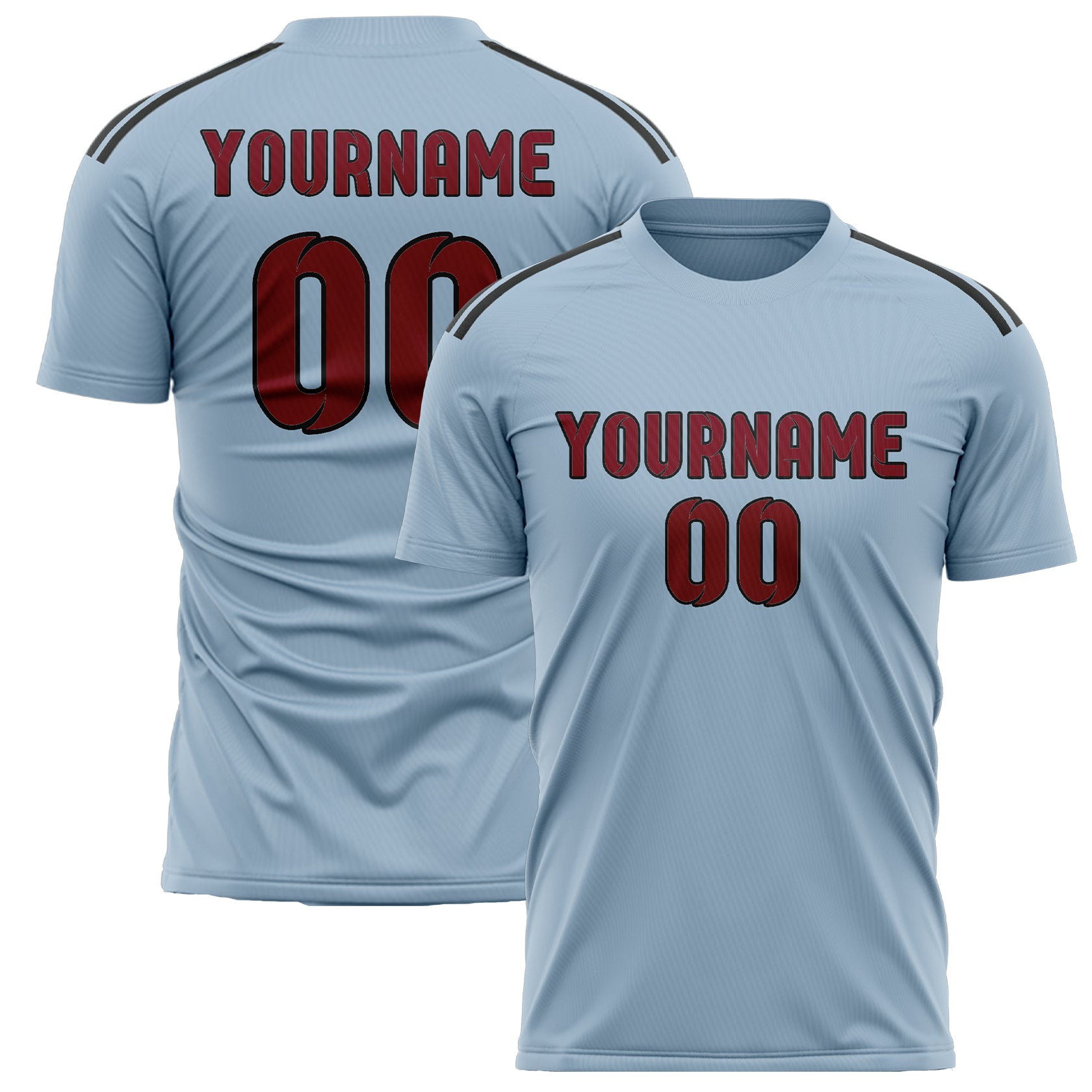 Benutzerdefiniertes Professionelles Hellblau Karmesinrot Fußballtrikot