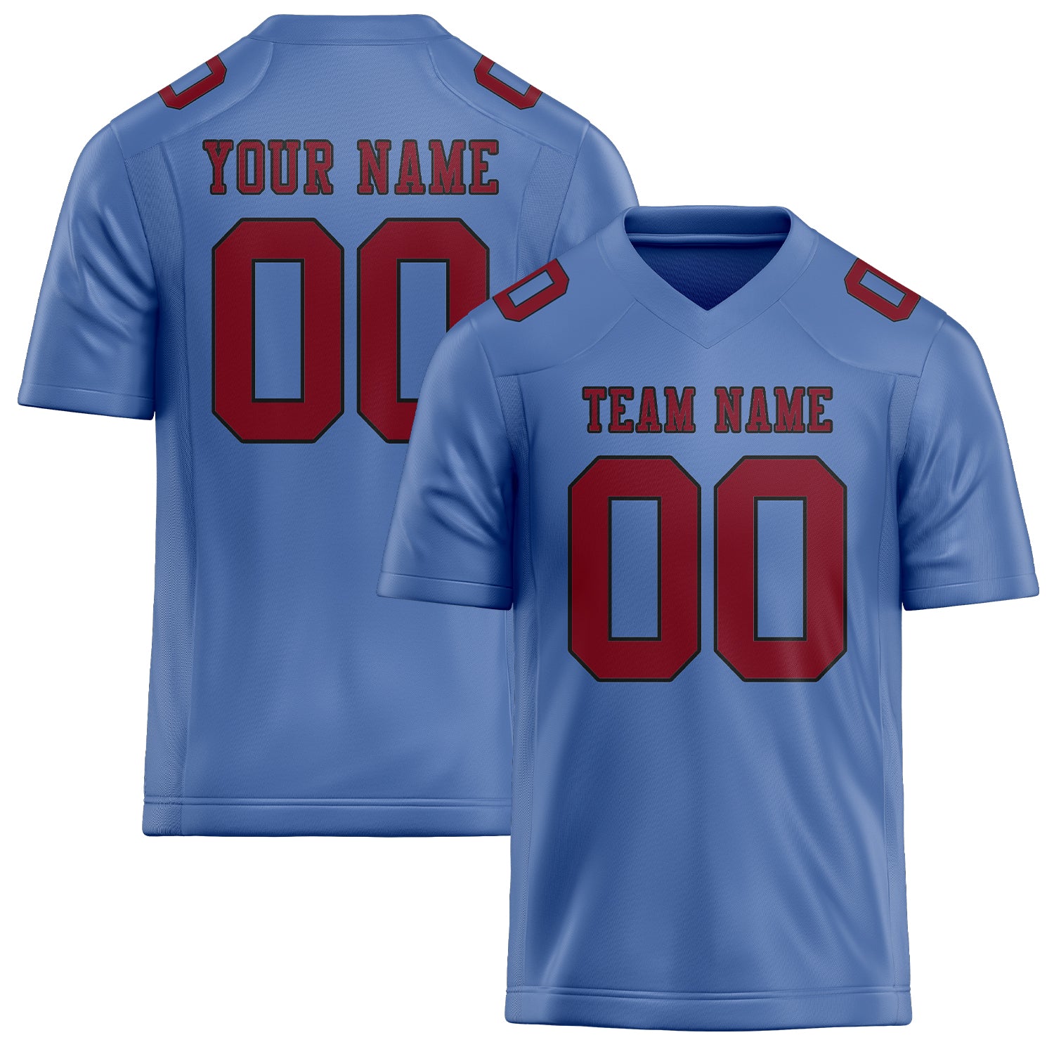 Maßgeschneidertes Professionelles Hellblau Karmesinrot Rugbytrikot