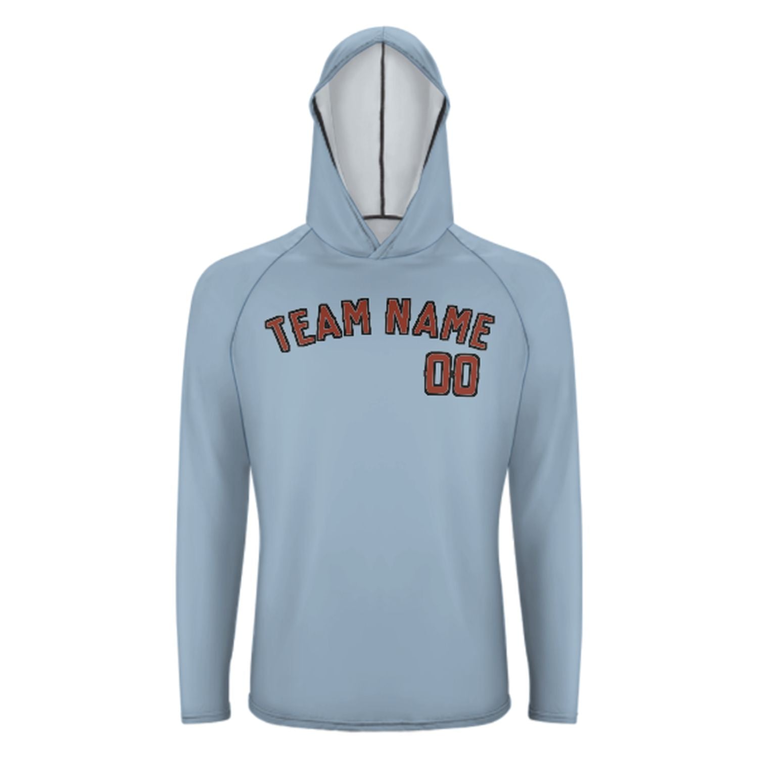Maßgeschneidertes Hellblau Korallenrot UV-Hoodie