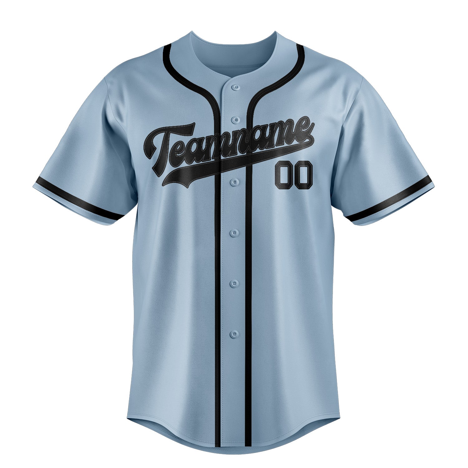 Benutzerdefiniertes Professionelles Hellblau Schwarz Baseballtrikot
