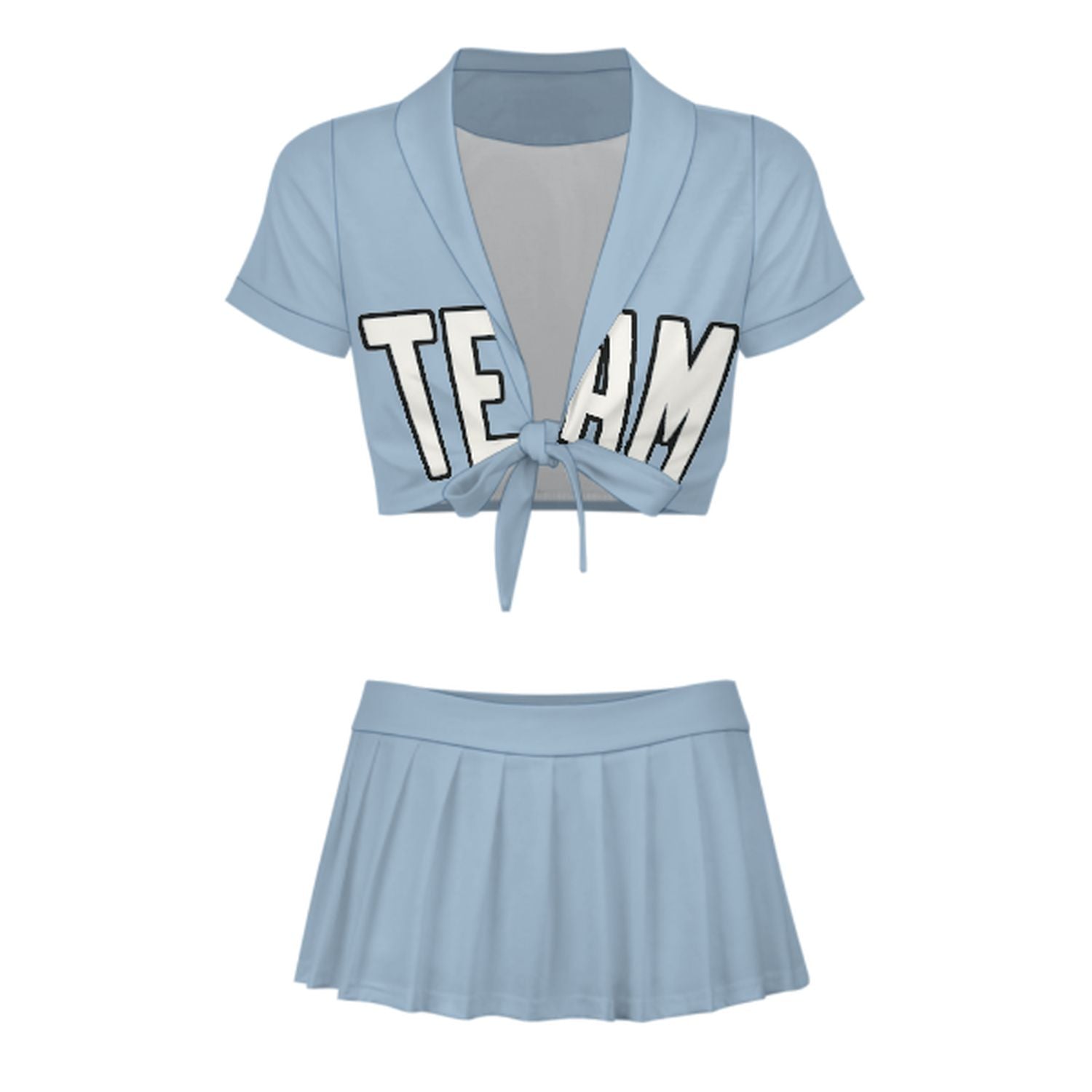Maßgeschneidertes Hellblau Weiß Cheerleader Outfit Set