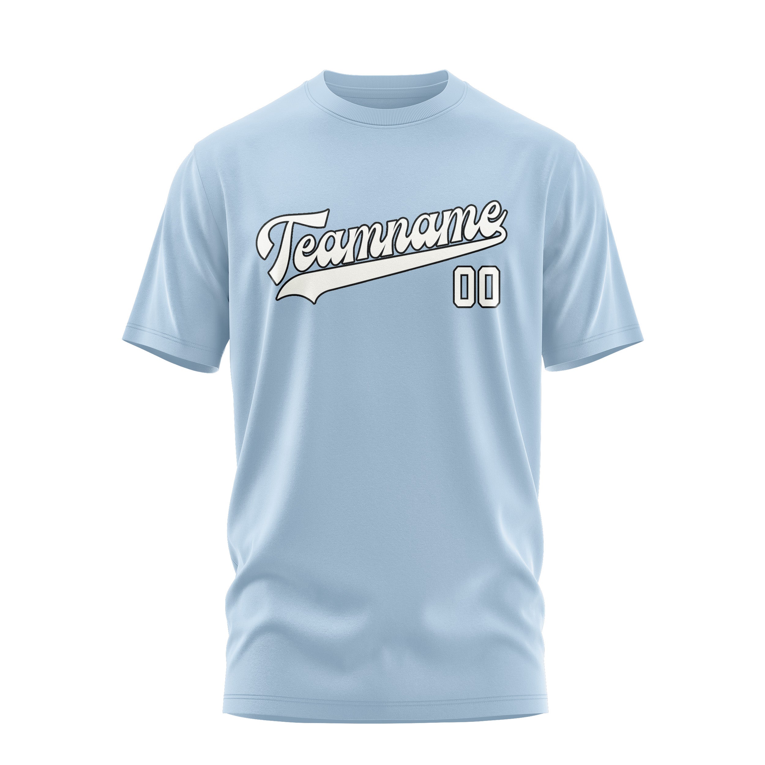 Maßgeschneidertes Hellblau Weiß T-Shirt