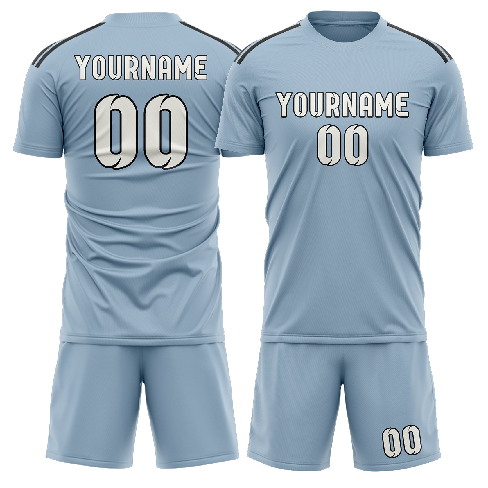 Maßgeschneidertes Professionelles Hellblau Weiß Fußballtrikot-Set