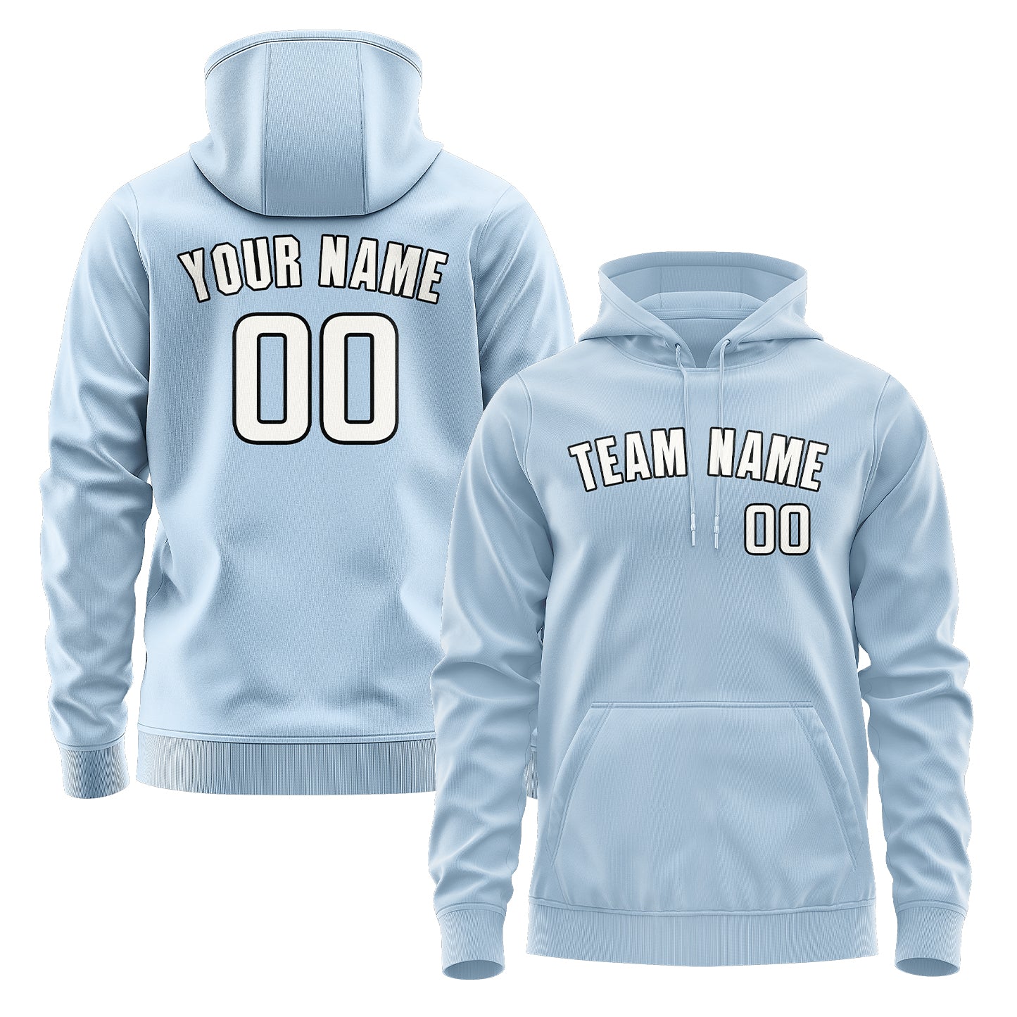 Maßgeschneidertes Hellblau Weiß Hoodie