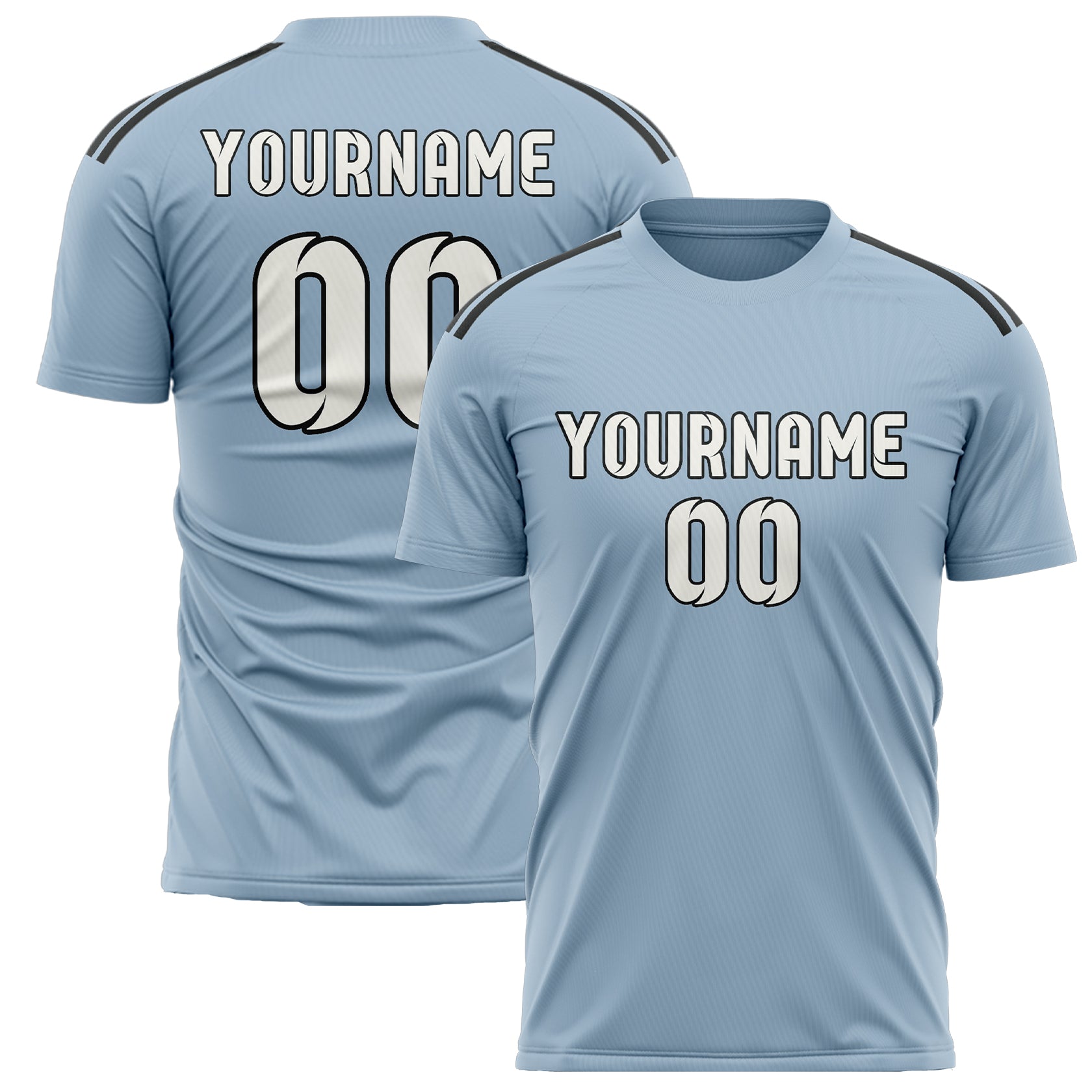 Benutzerdefiniertes Professionelles Hellblau Weiß Fußballtrikot