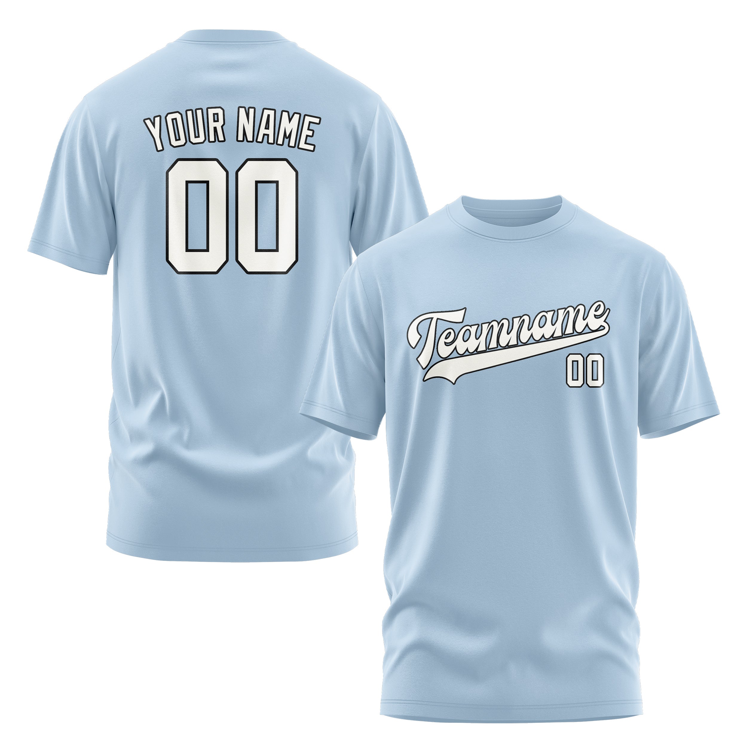 Maßgeschneidertes Hellblau Weiß T-Shirt