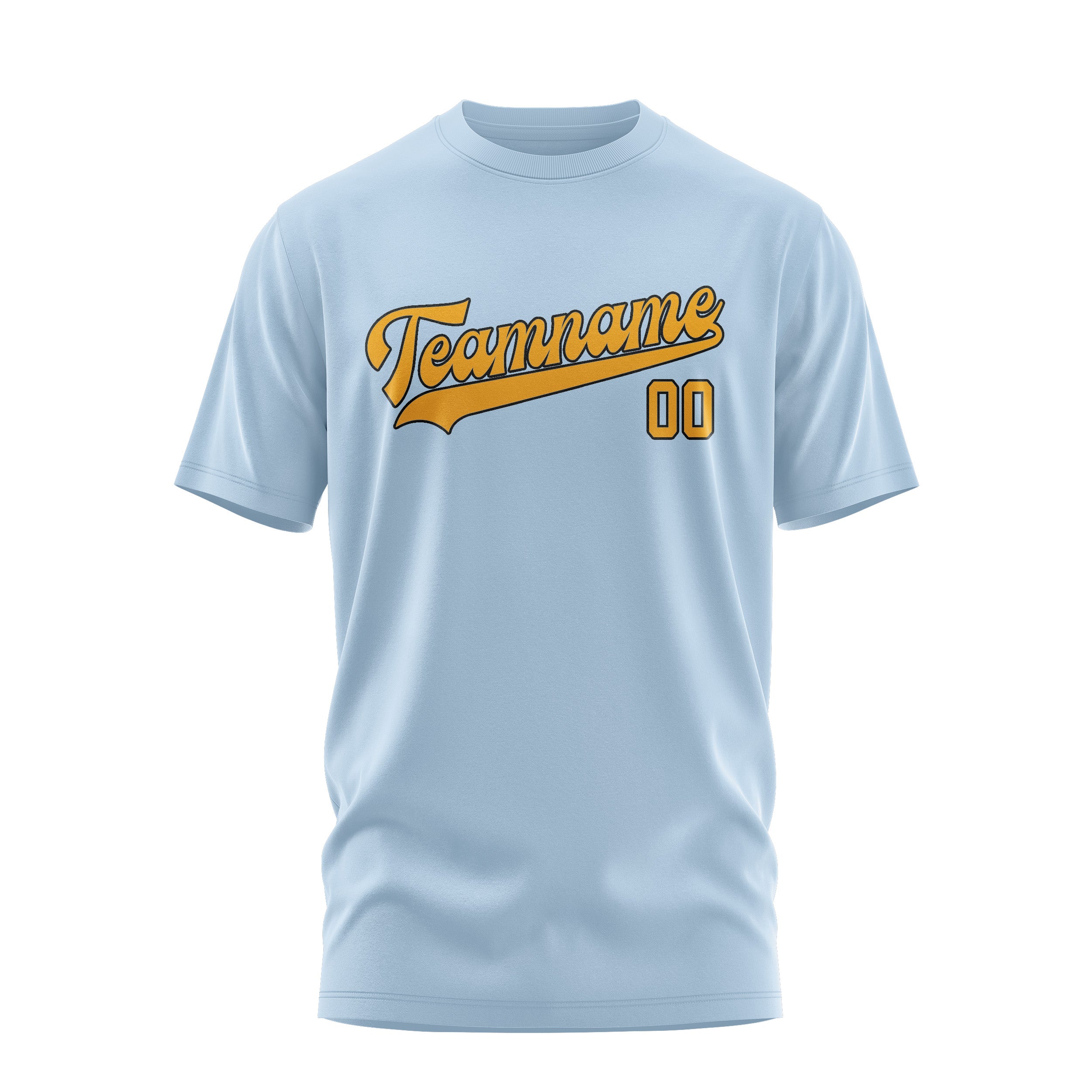 Maßgeschneidertes Hellblau Gelb T-Shirt