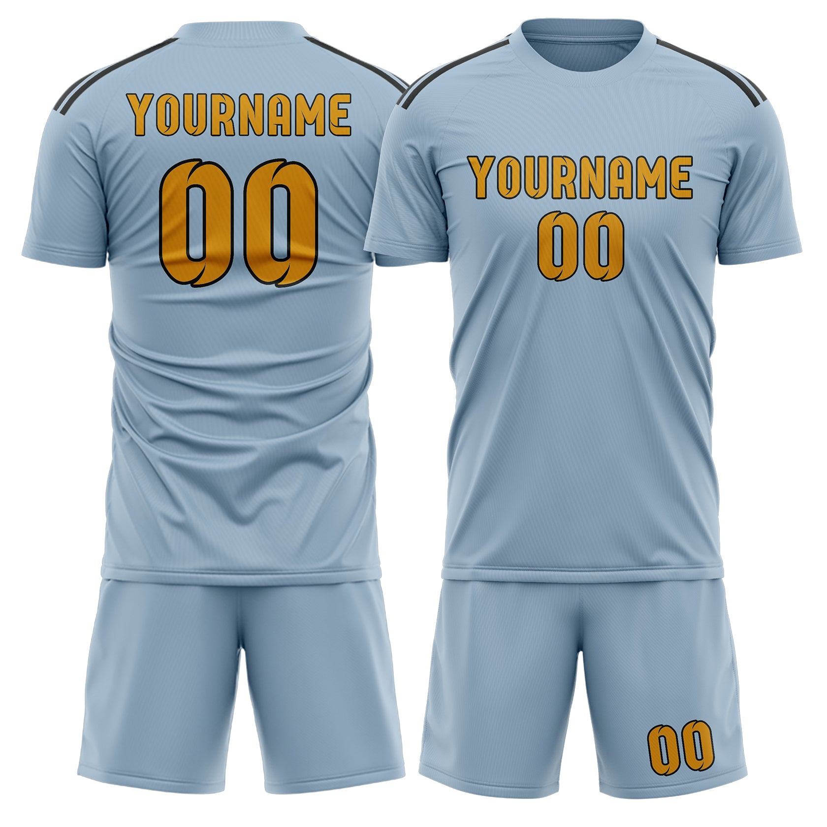 Maßgeschneidertes Professionelles Hellblau Gelb Fußballtrikot-Set