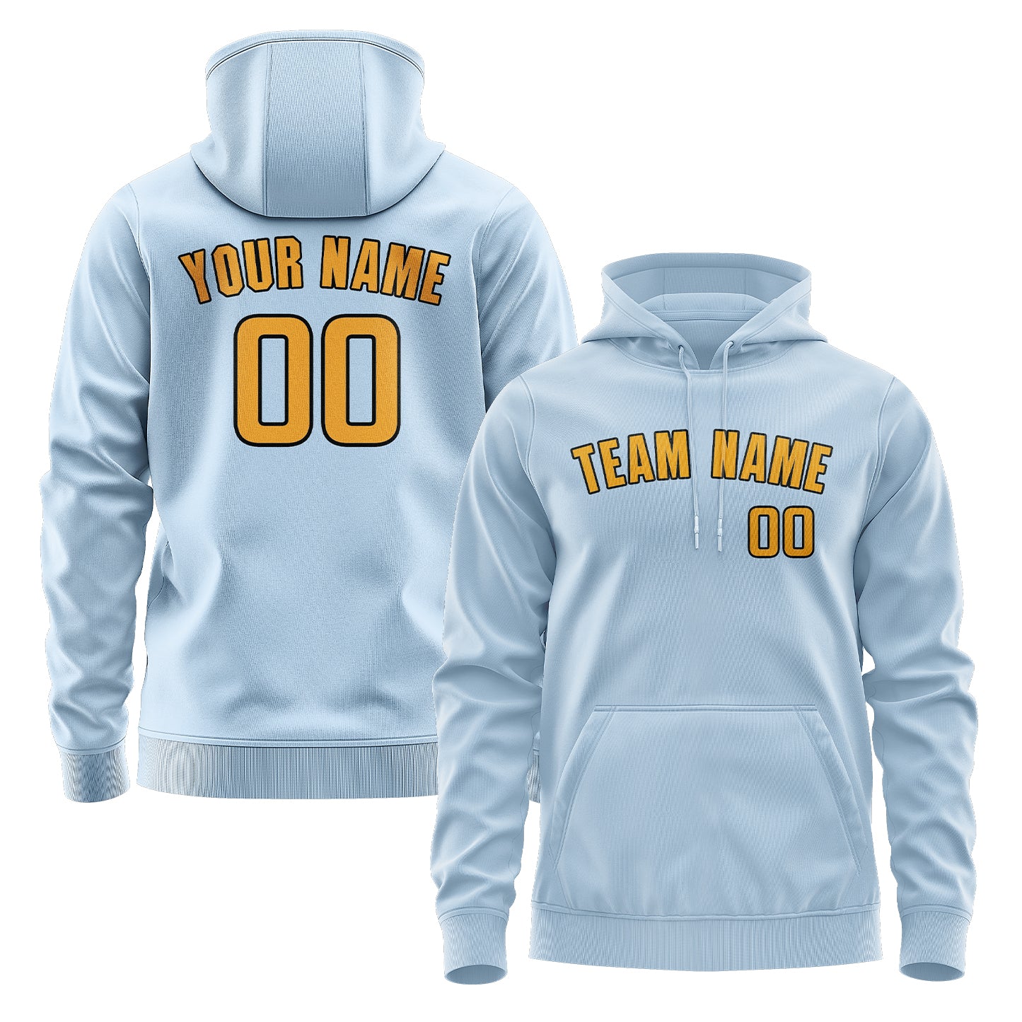 Maßgeschneidertes Hellblau Gelb Hoodie
