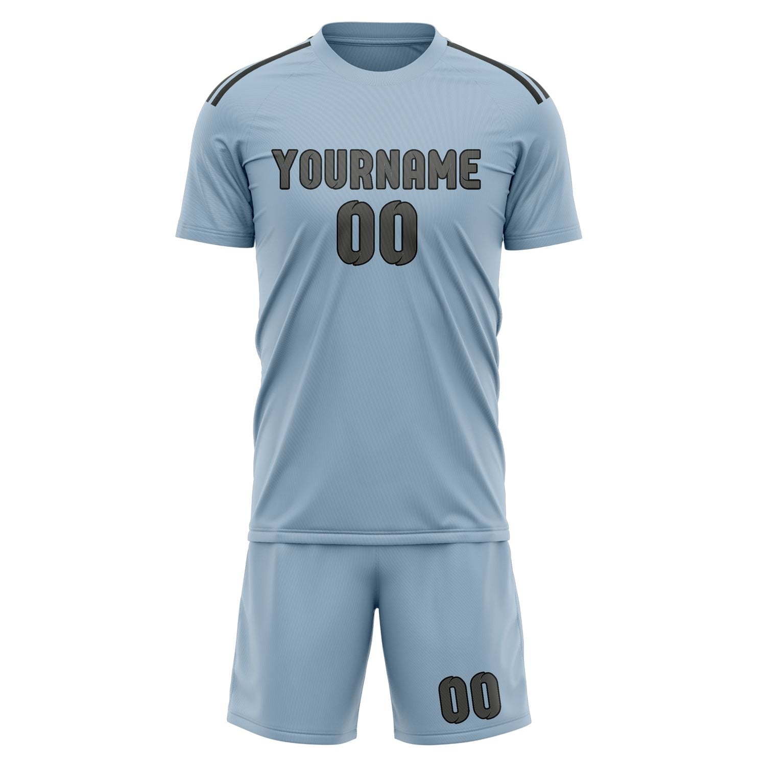 Maßgeschneidertes Professionelles Hellblau Dunkelgrau Fußballtrikot-Set