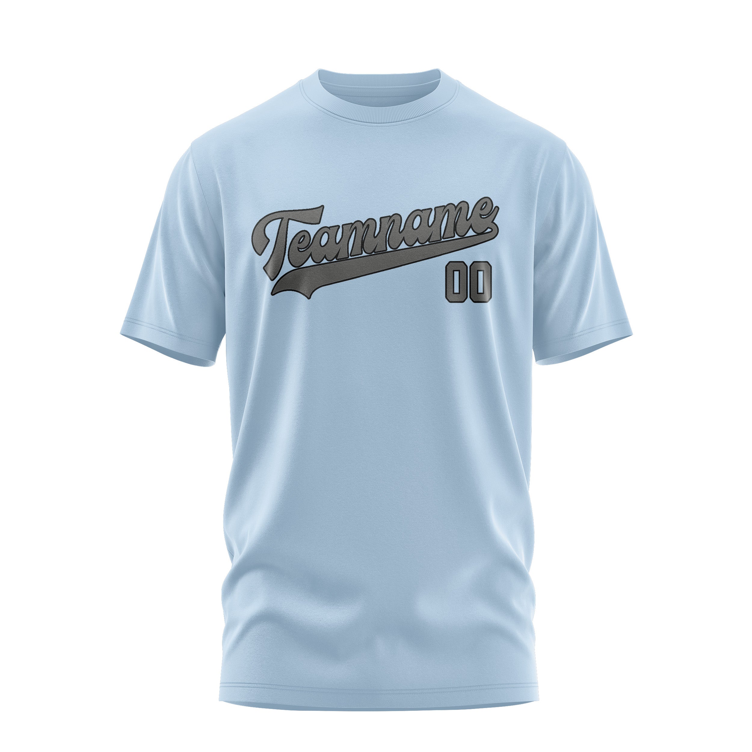 Maßgeschneidertes Hellblau Dunkelgrau T-Shirt