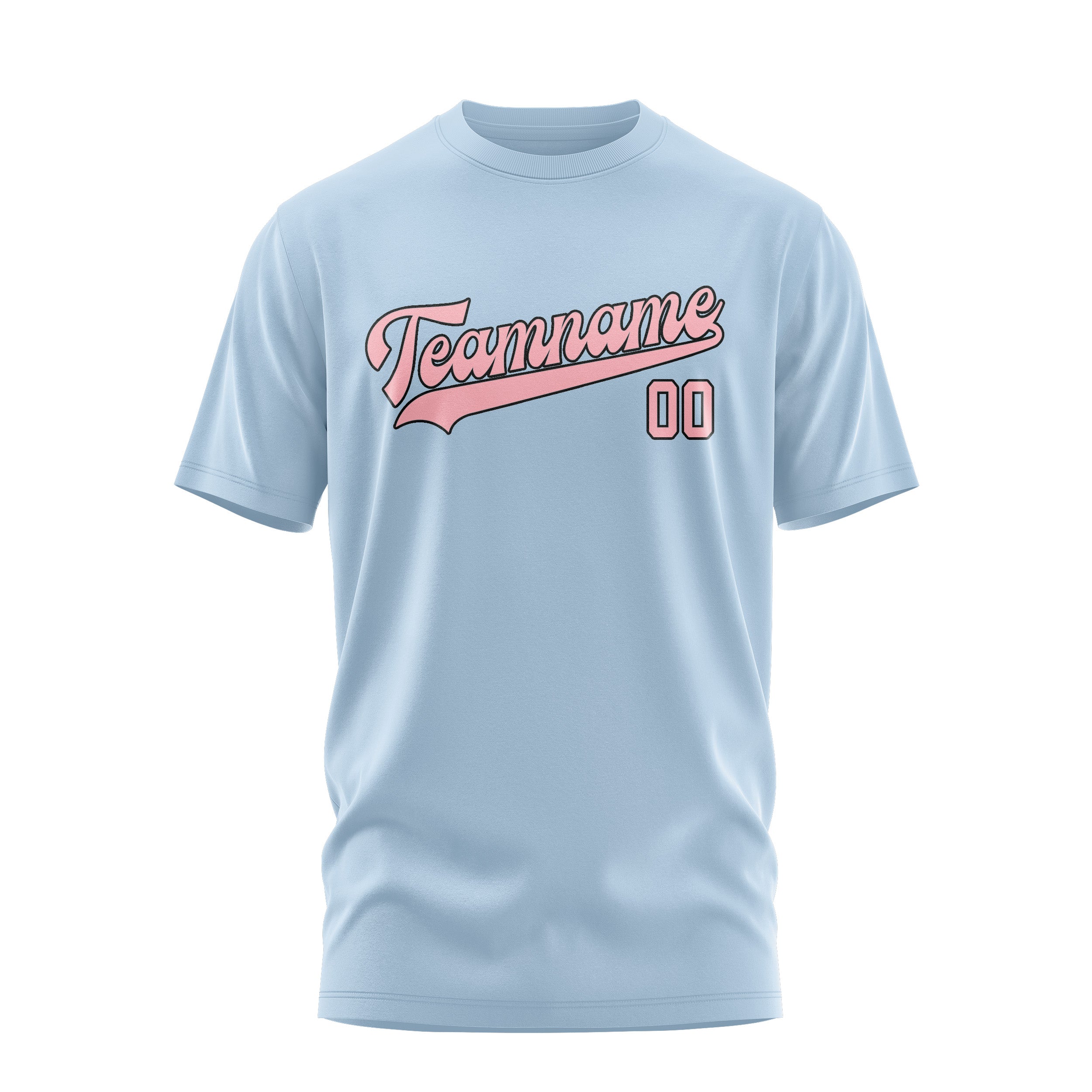 Maßgeschneidertes Hellblau Rosa T-Shirt