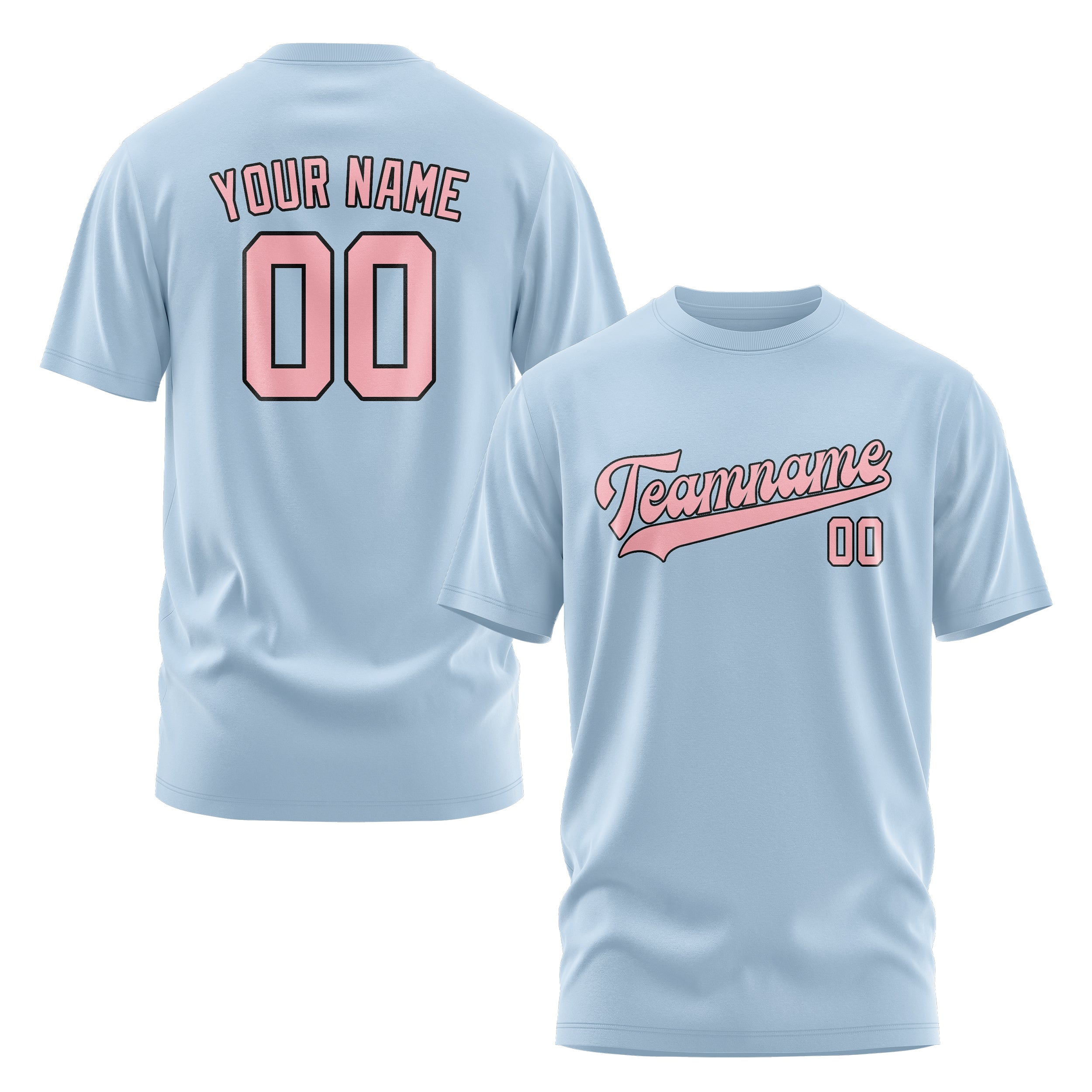 Maßgeschneidertes Hellblau Rosa T-Shirt