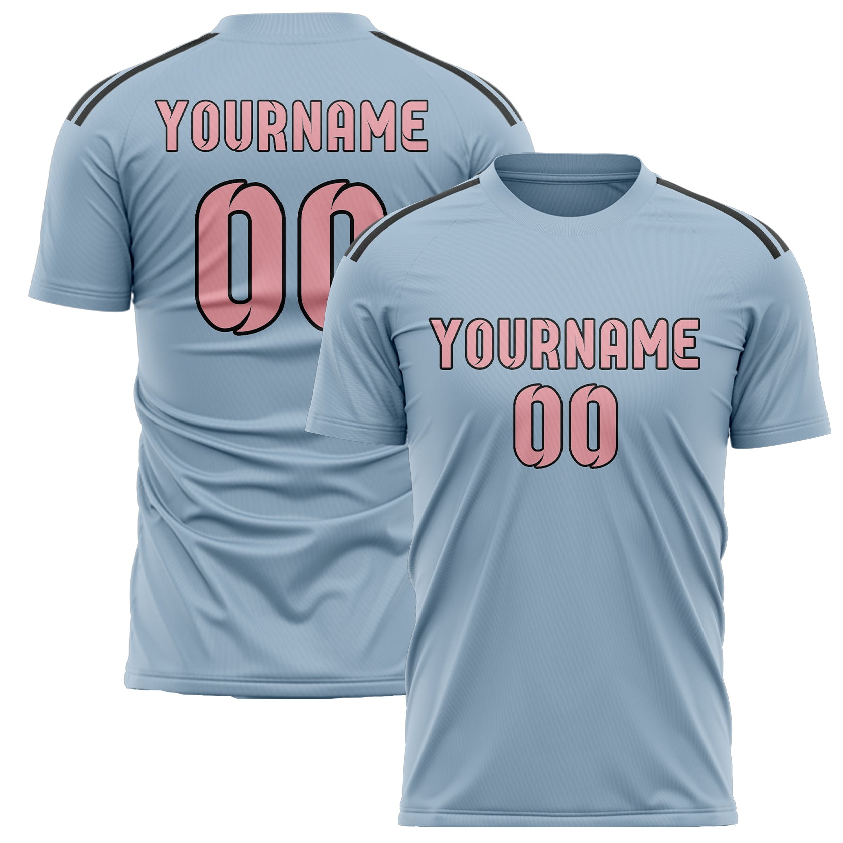 Benutzerdefiniertes Professionelles Hellblau Rosa Fußballtrikot