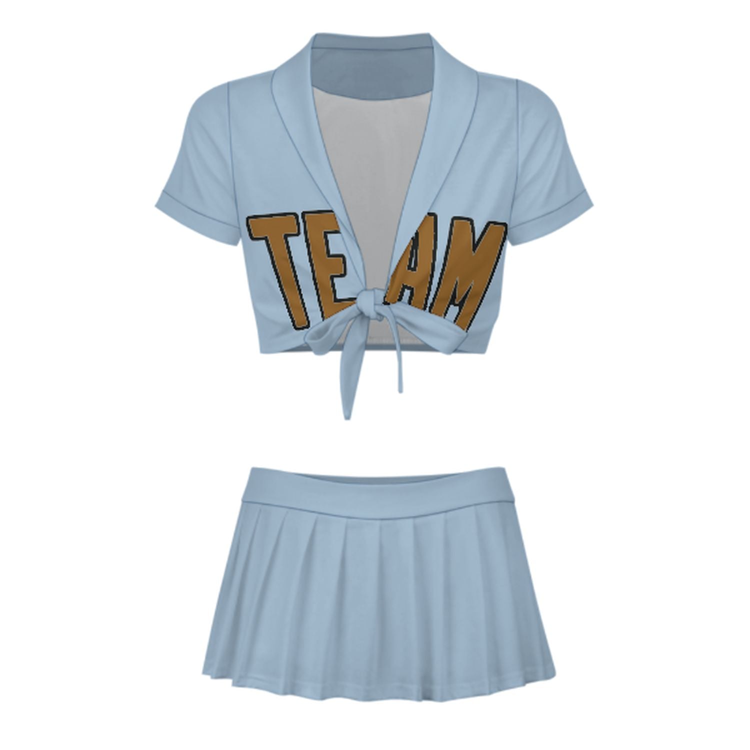 Maßgeschneidertes Hellblau Khaki Cheerleader Outfit Set