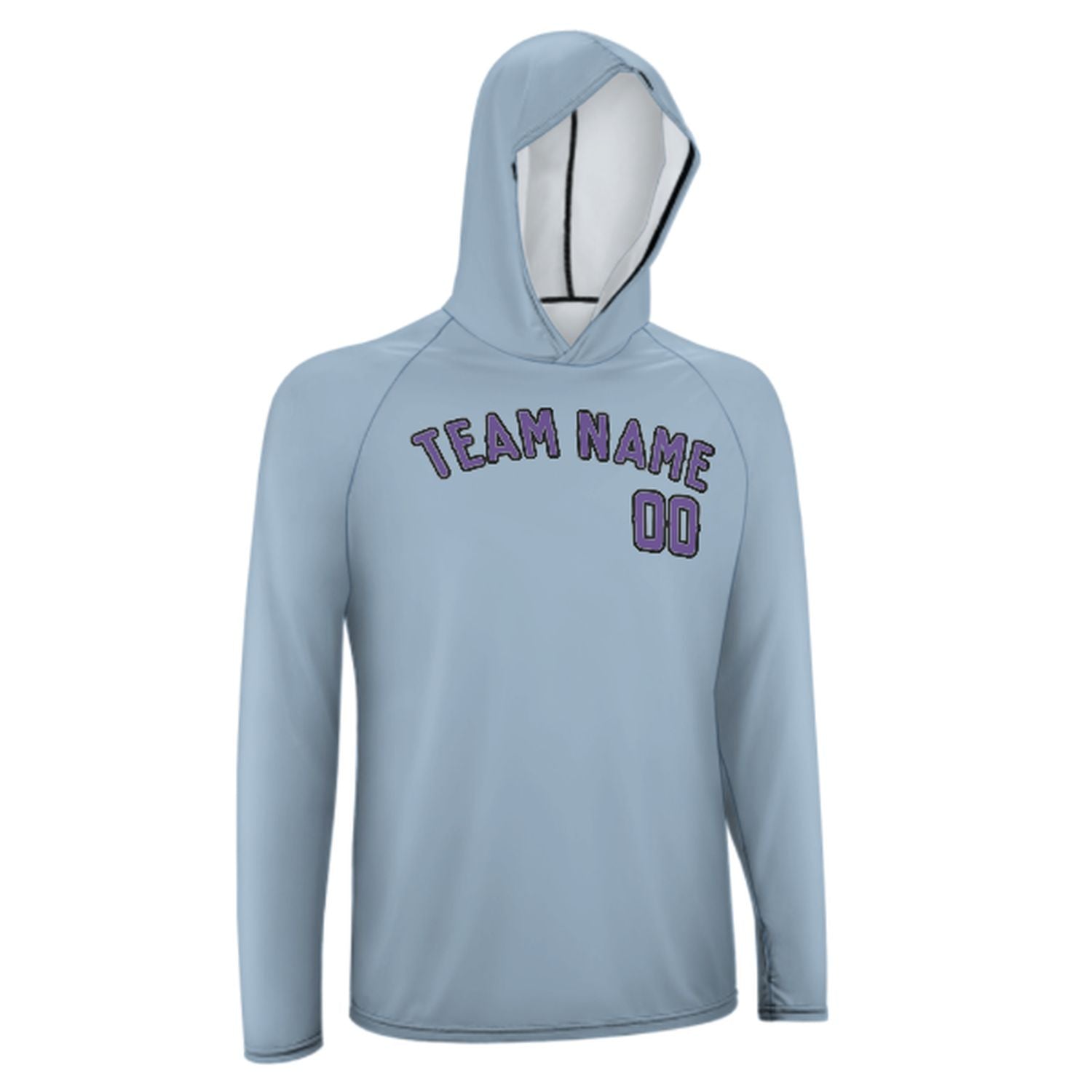 Maßgeschneidertes Hellblau Lavendel UV-Hoodie