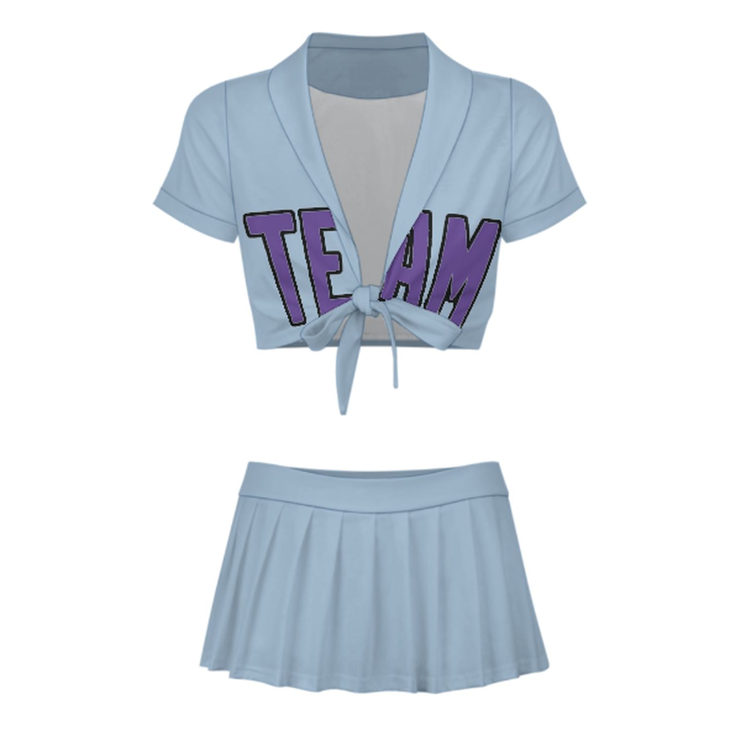 Maßgeschneidertes Hellblau Lavendel Cheerleader Outfit Set