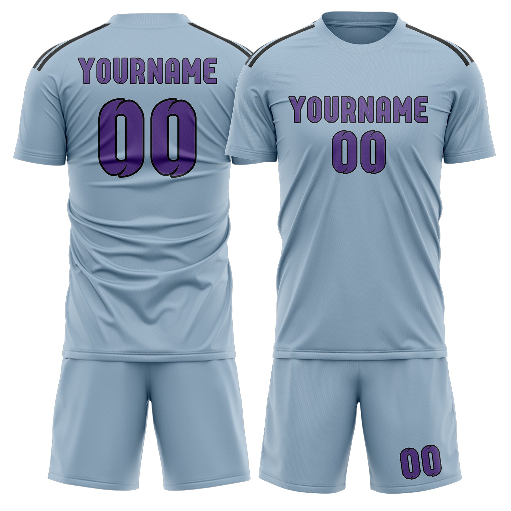 Maßgeschneidertes Professionelles Hellblau Lavendel Fußballtrikot-Set