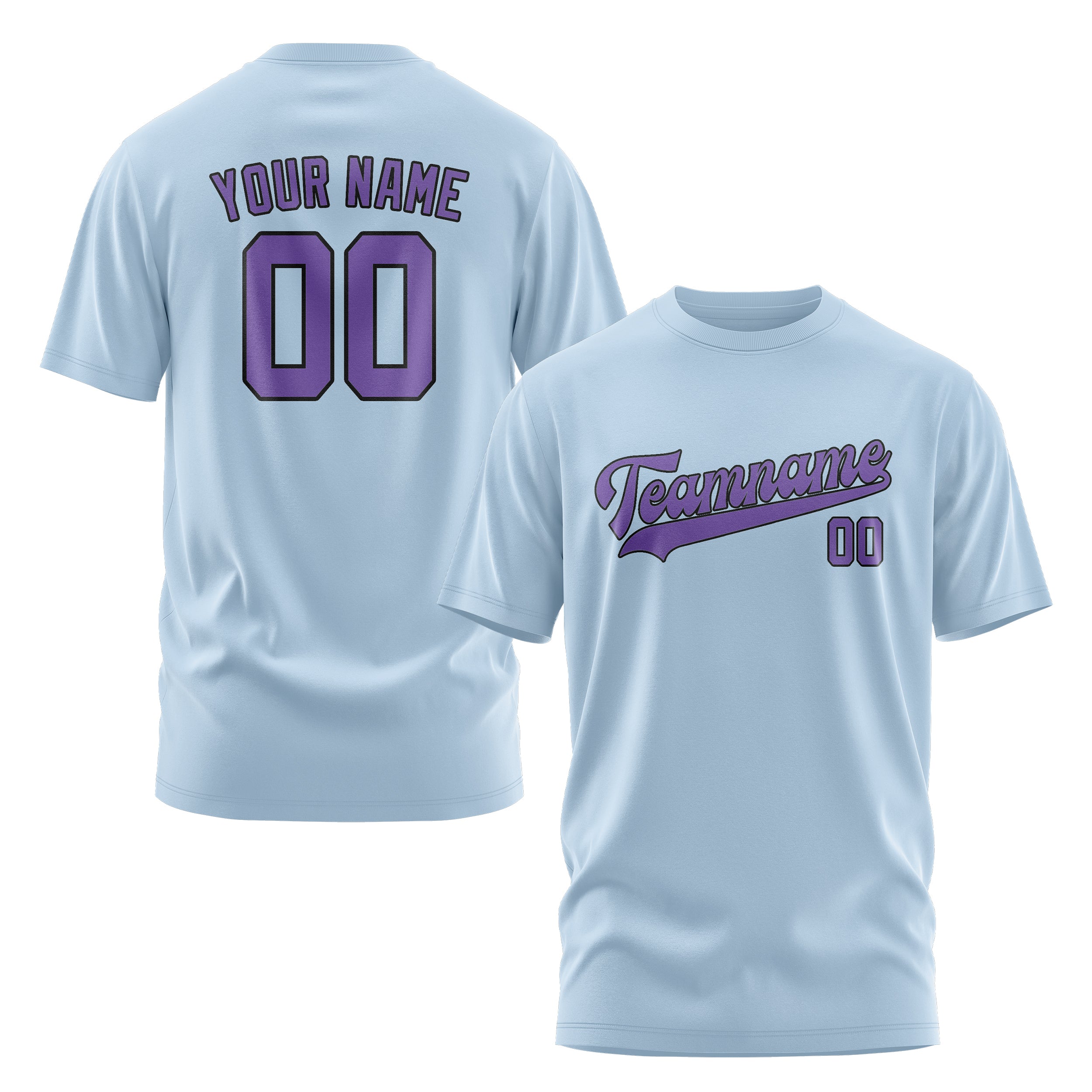 Maßgeschneidertes Hellblau Lavendel T-Shirt