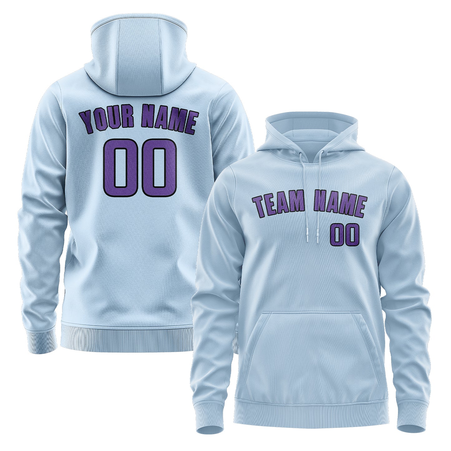 Maßgeschneidertes Hellblau Lavendel Hoodie