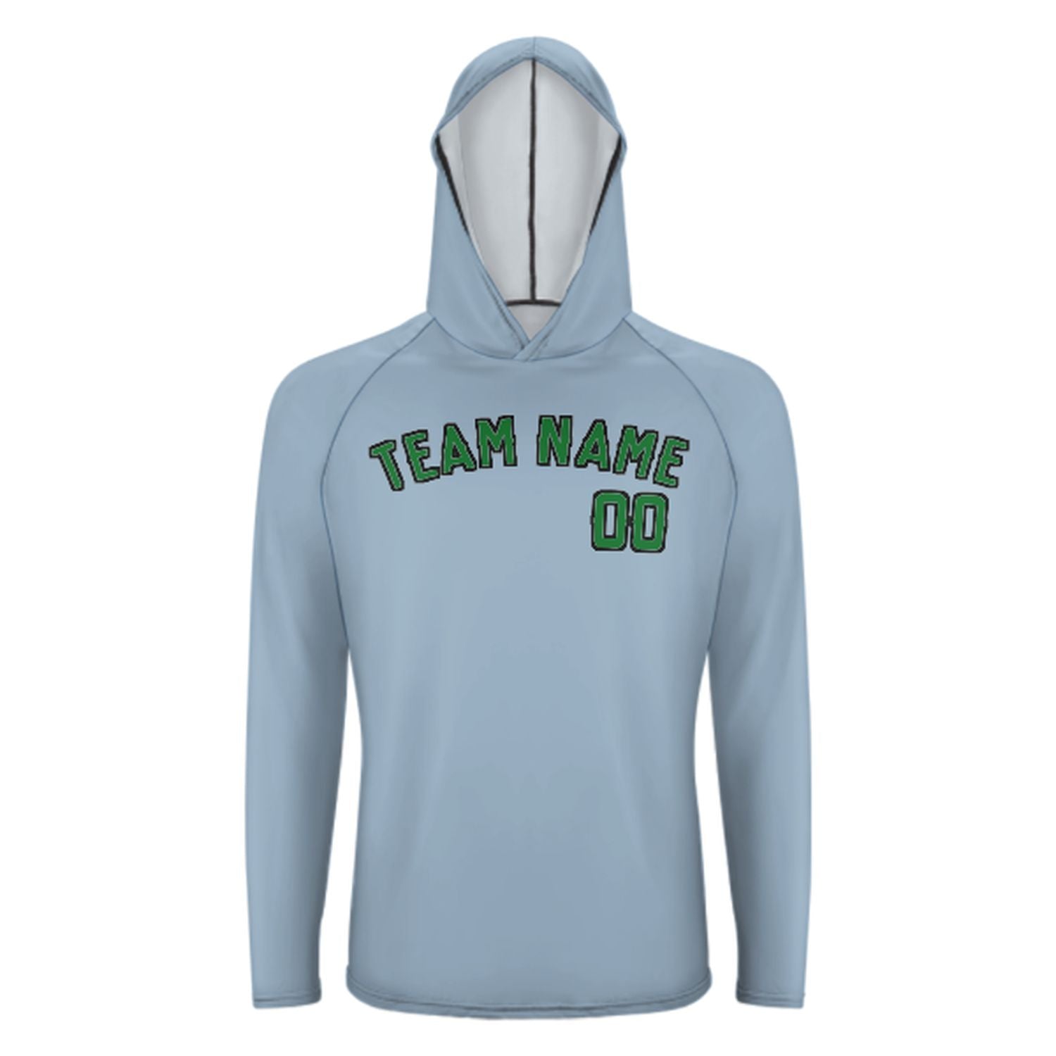 Maßgeschneidertes Hellblau Smaragdgrün UV-Hoodie