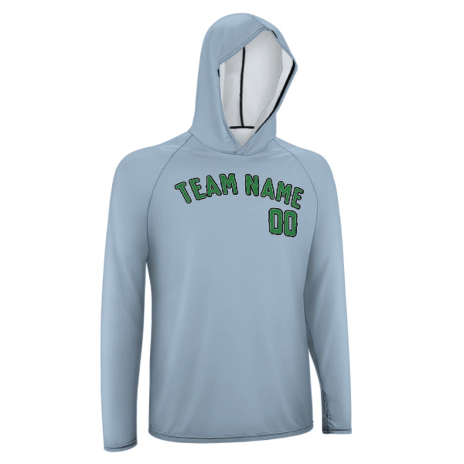 Maßgeschneidertes Hellblau Smaragdgrün UV-Hoodie