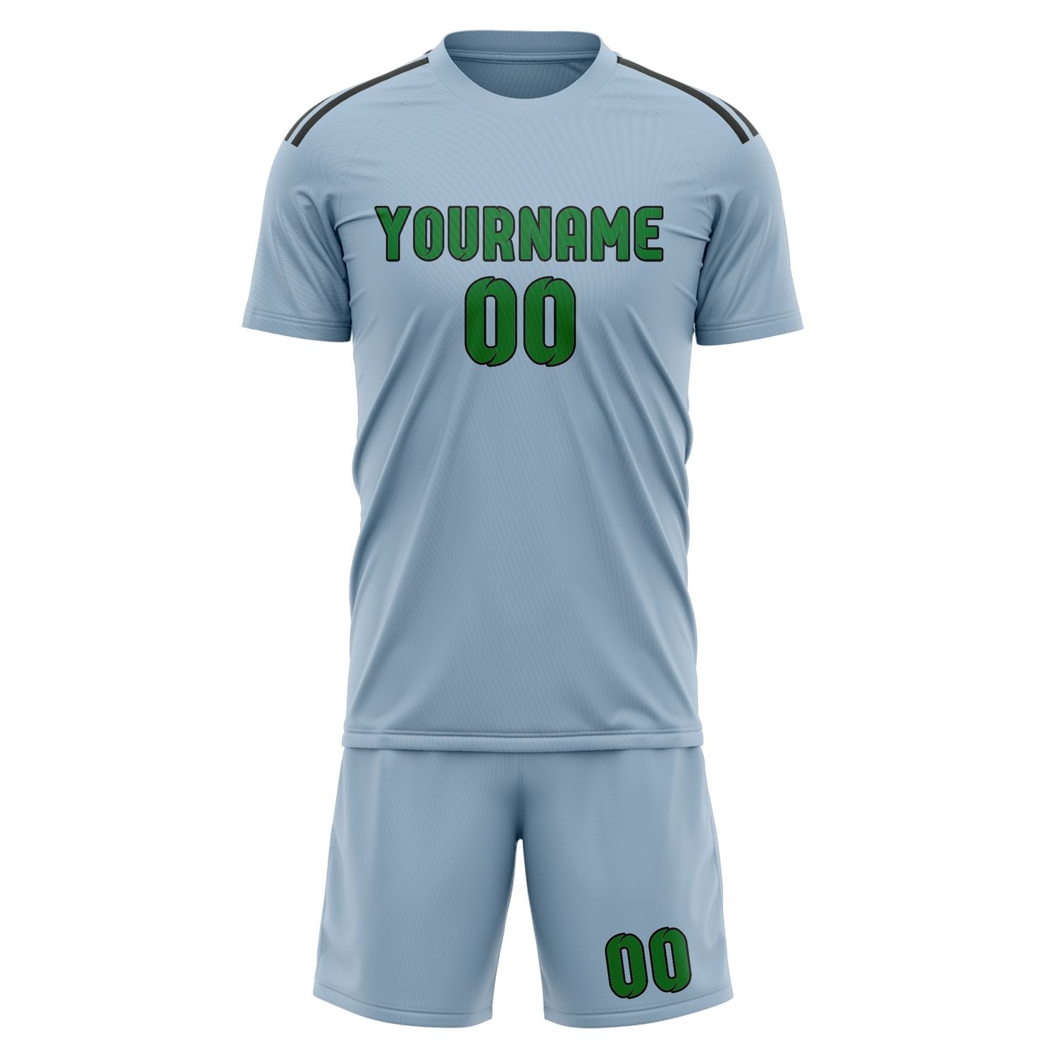 Maßgeschneidertes Professionelles Hellblau Smaragdgrün Fußballtrikot-Set