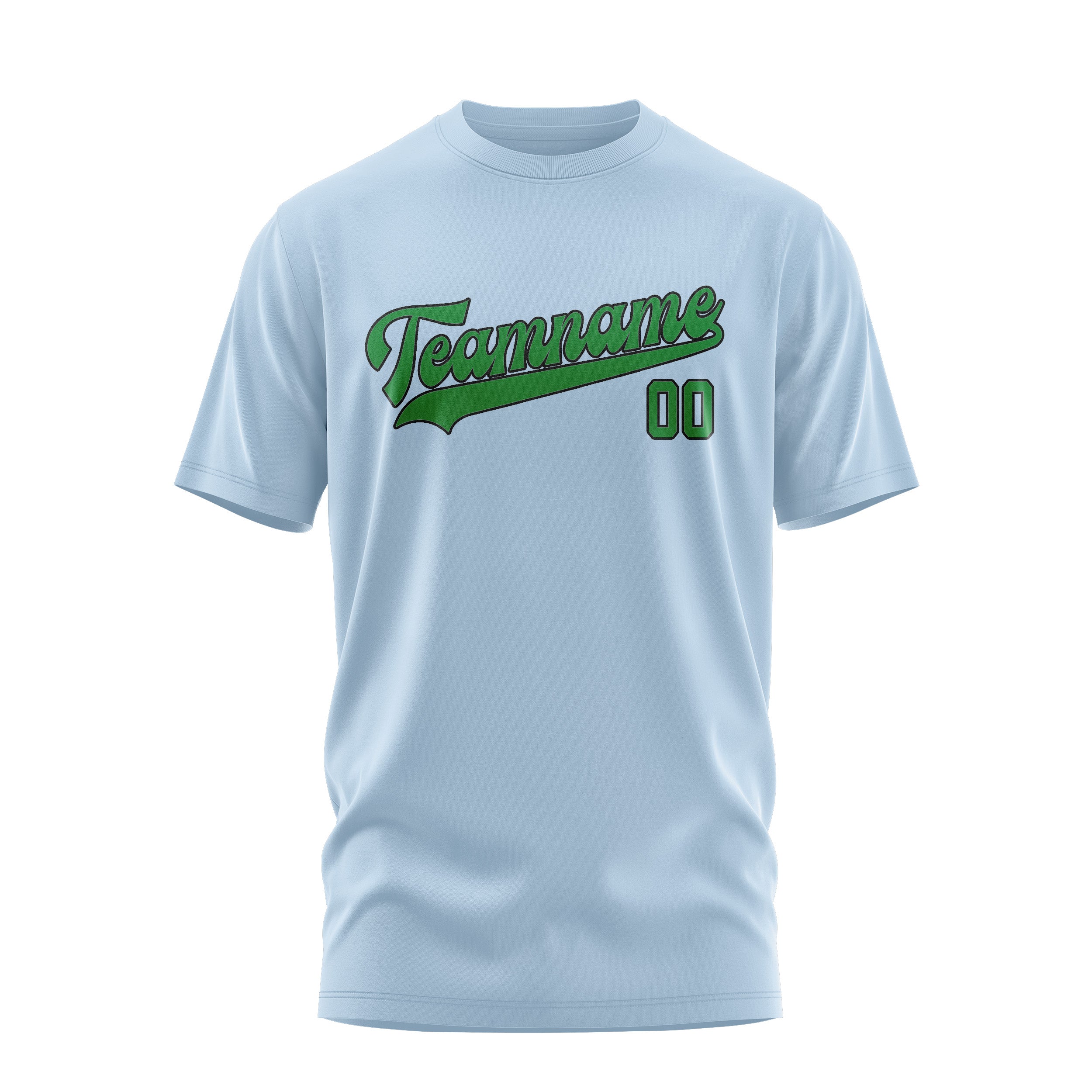 Maßgeschneidertes Hellblau Smaragdgrün T-Shirt