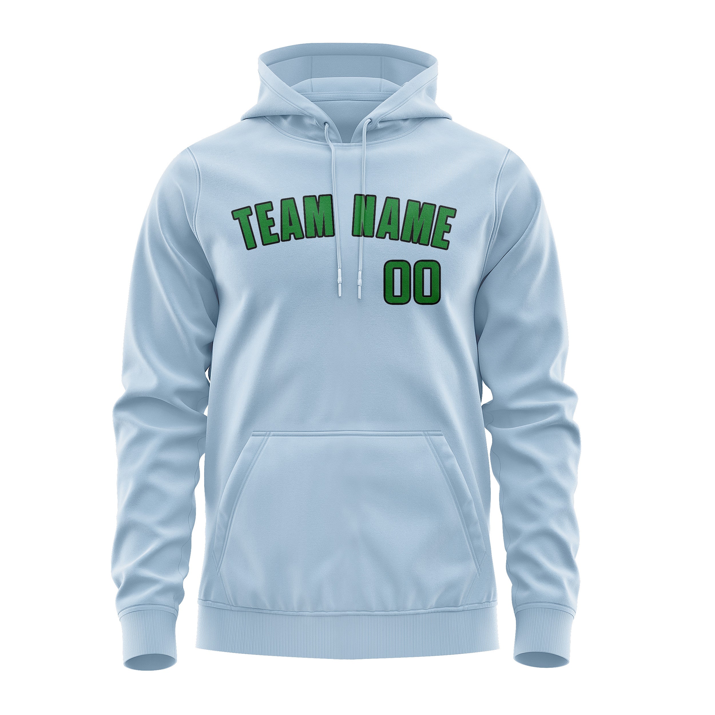 Maßgeschneidertes Hellblau Smaragdgrün Hoodie