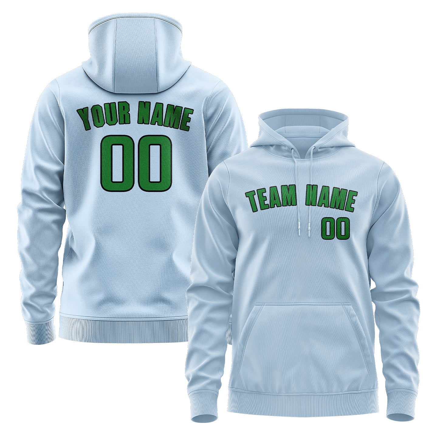 Maßgeschneidertes Hellblau Smaragdgrün Hoodie