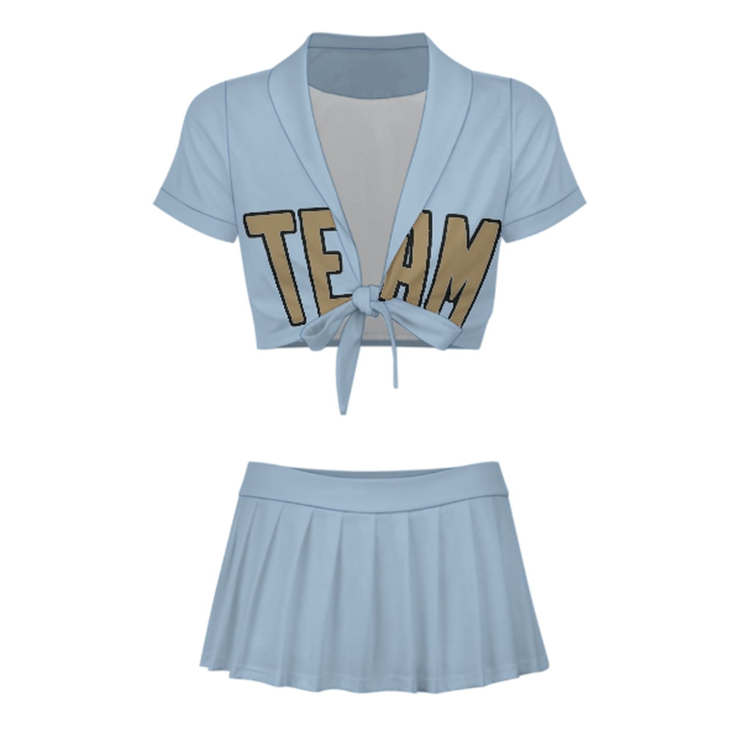 Maßgeschneidertes Hellblau Hellkhaki Cheerleader Outfit Set
