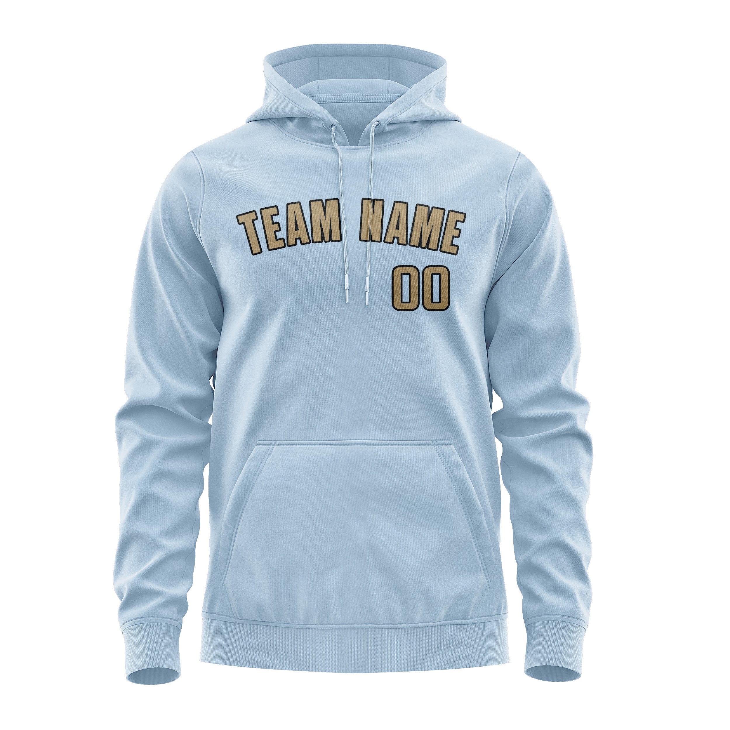 Maßgeschneidertes Hellblau Hellkhaki Hoodie