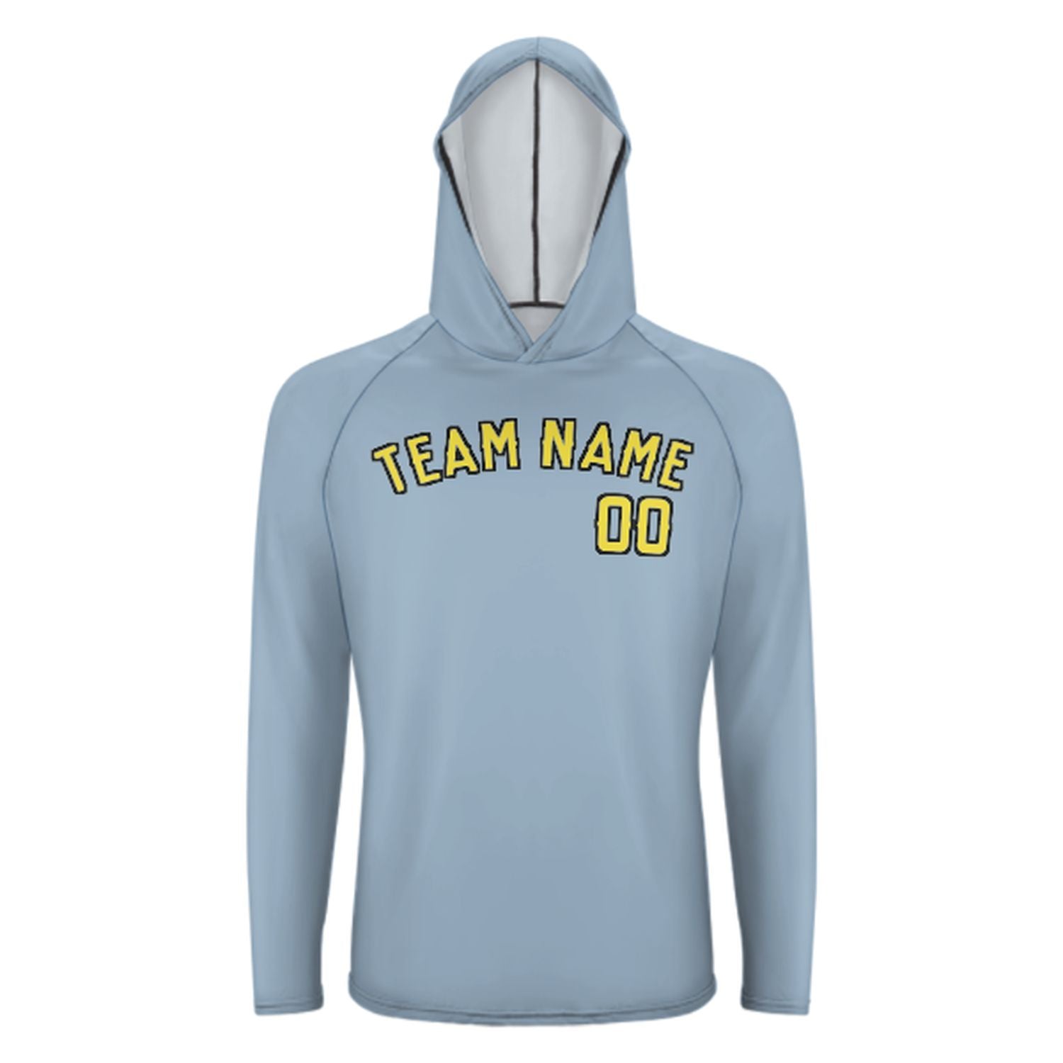 Maßgeschneidertes Hellblau Blassgelb UV-Hoodie