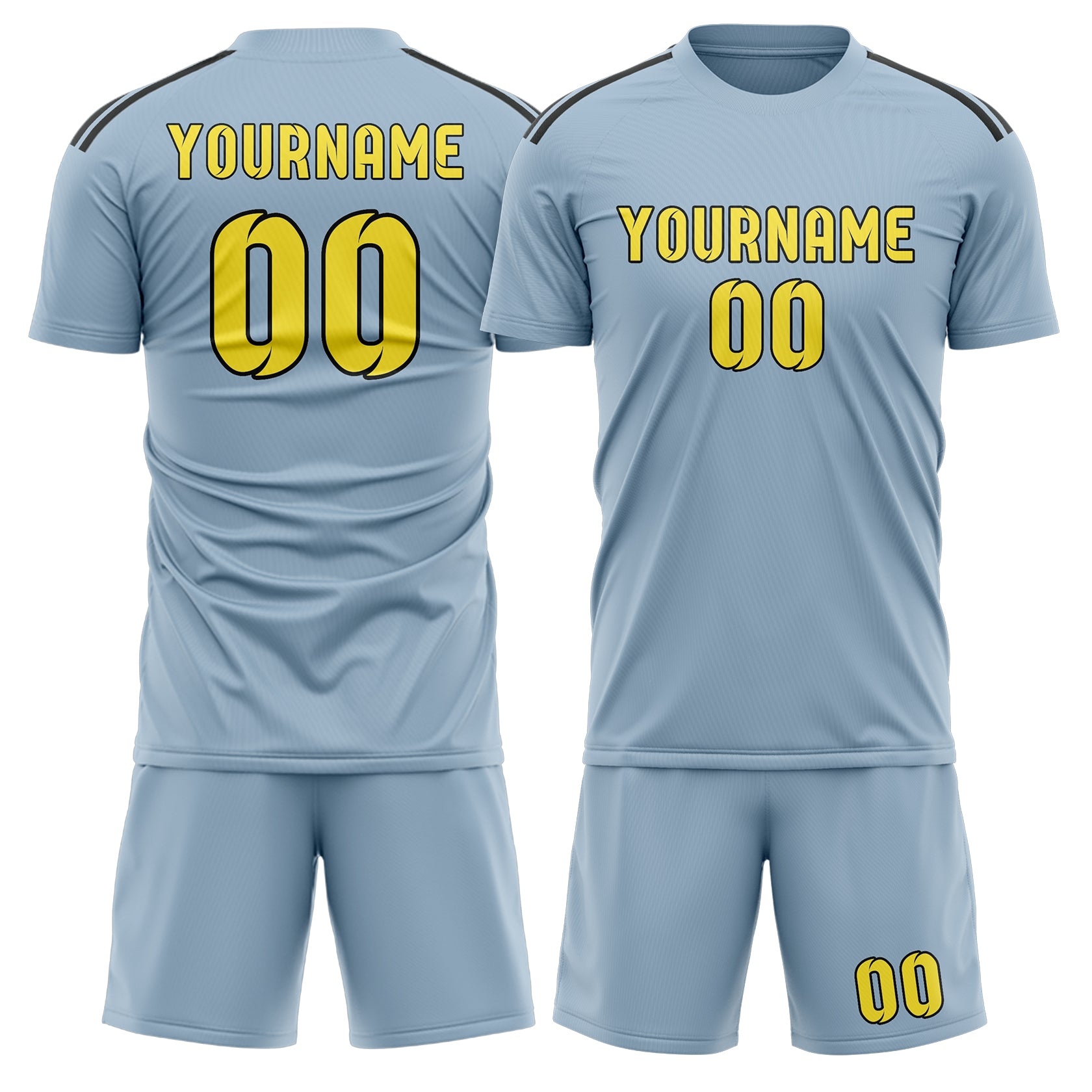 Maßgeschneidertes Professionelles Hellblau Blassgelb Fußballtrikot-Set