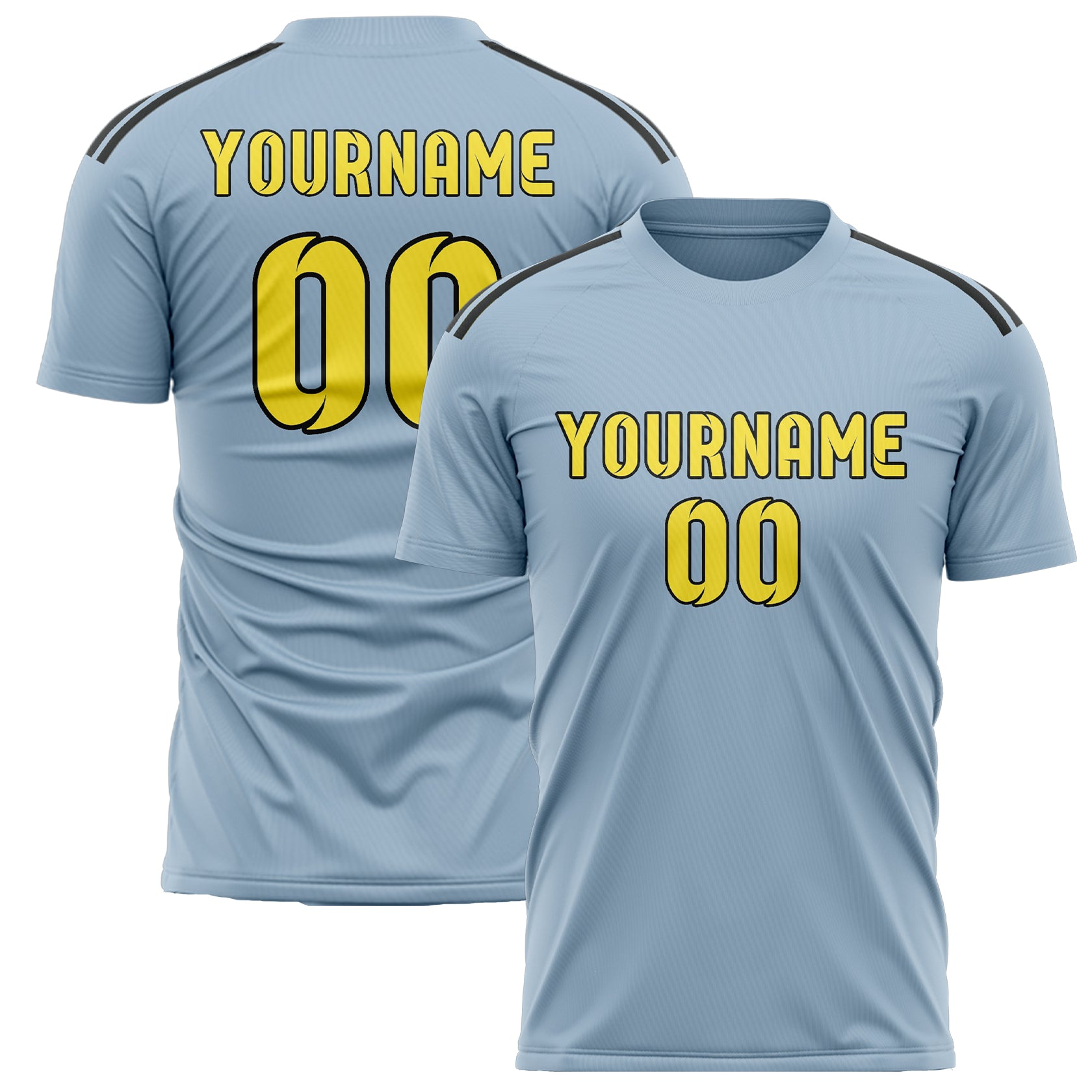 Benutzerdefiniertes Professionelles Hellblau Blassgelb Fußballtrikot