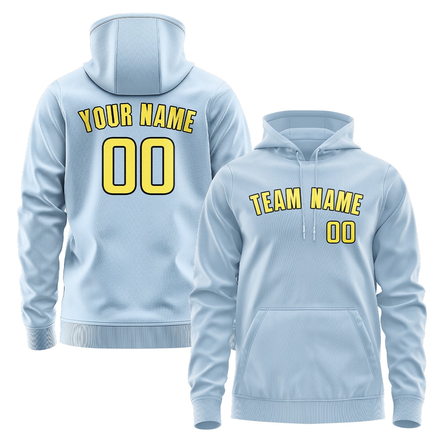 Maßgeschneidertes Hellblau Blassgelb Hoodie