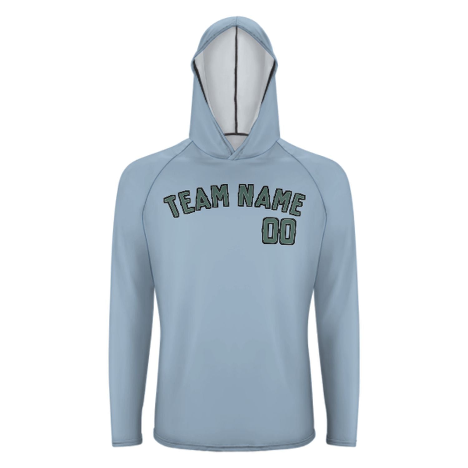 Maßgeschneidertes Hellblau Blaugrün UV-Hoodie