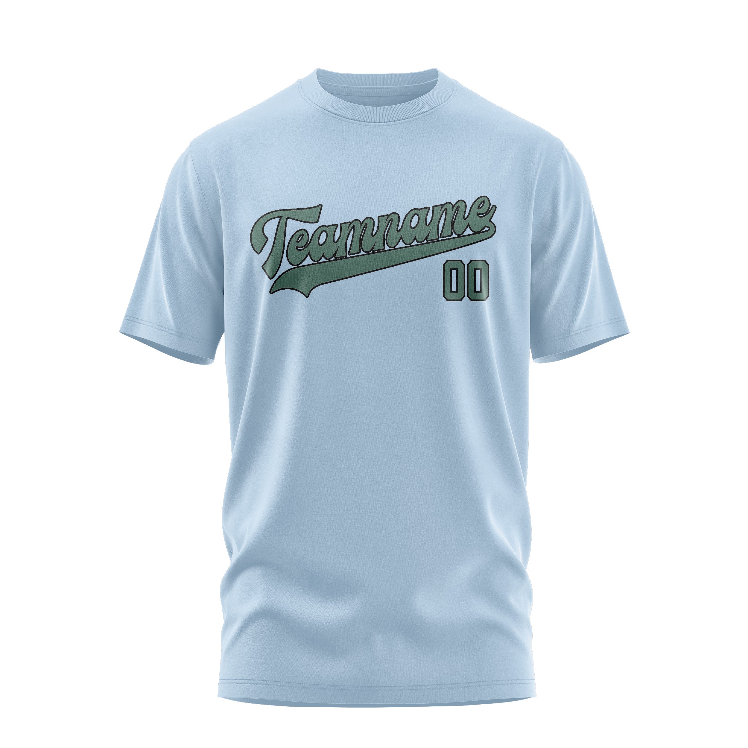 Maßgeschneidertes Hellblau Blaugrün T-Shirt