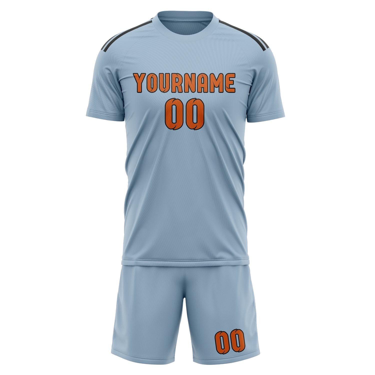 Maßgeschneidertes Professionelles Hellblau Orange Fußballtrikot-Set