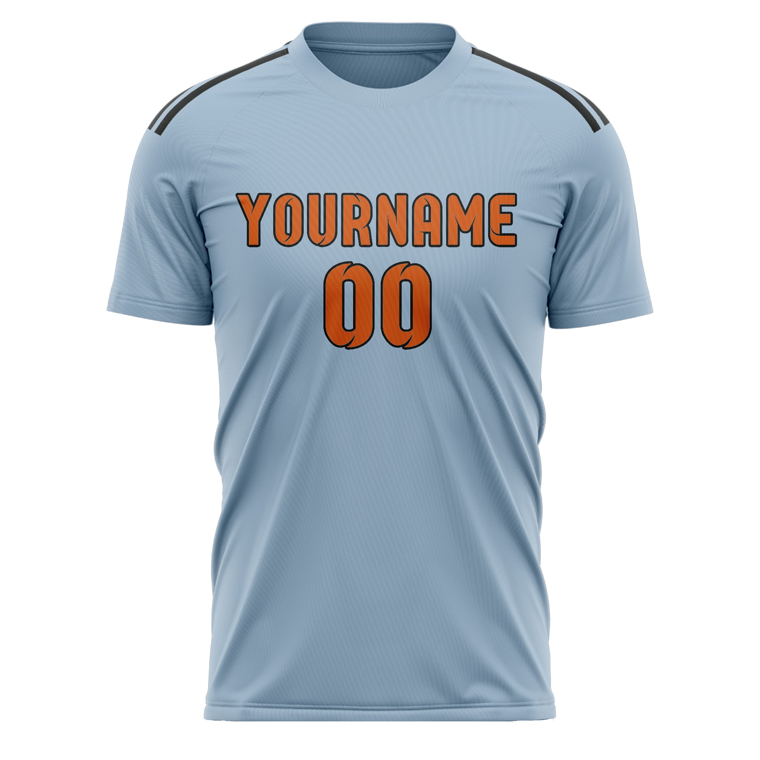 Benutzerdefiniertes Professionelles Hellblau Orange Fußballtrikot