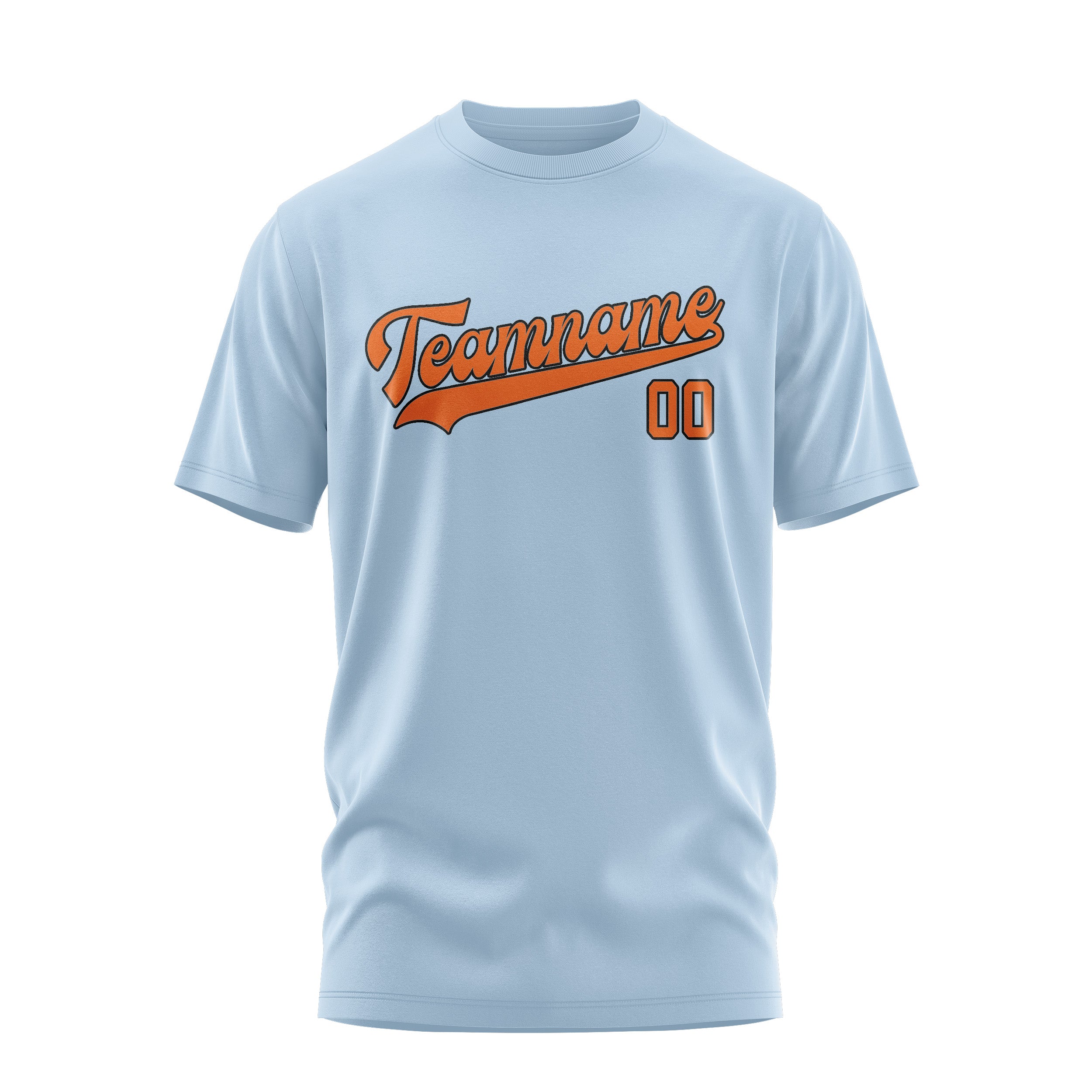 Maßgeschneidertes Hellblau Orange T-Shirt