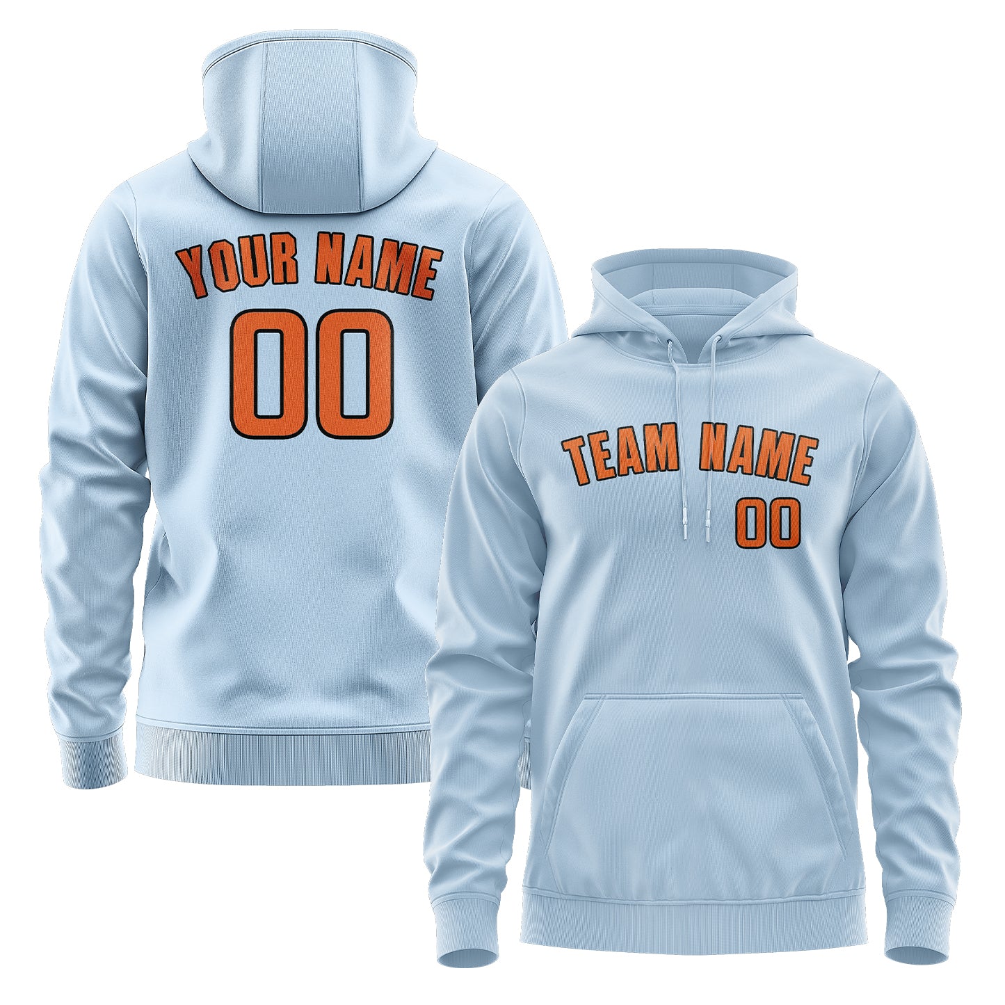 Maßgeschneidertes Hellblau Orange Hoodie