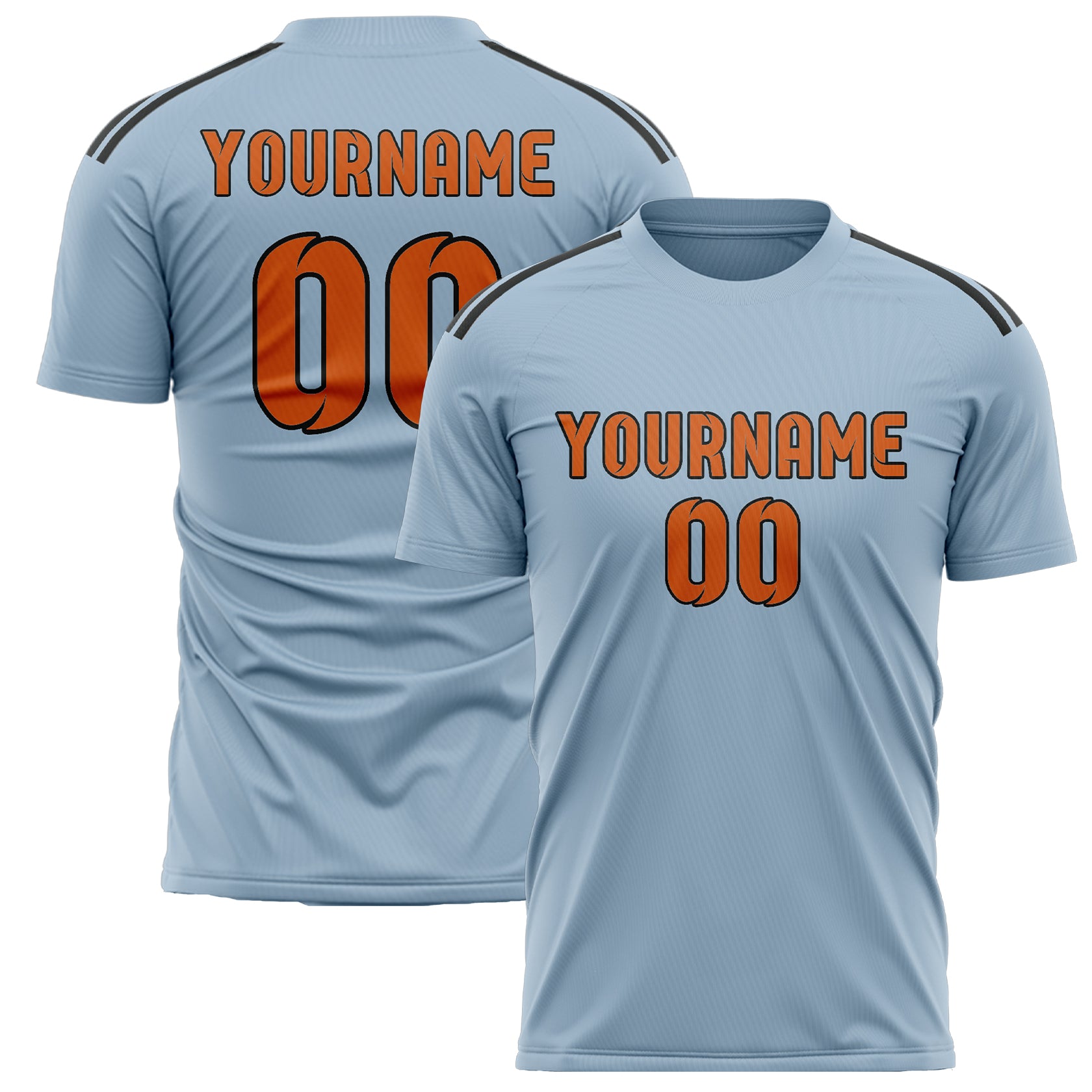 Benutzerdefiniertes Professionelles Hellblau Orange Fußballtrikot