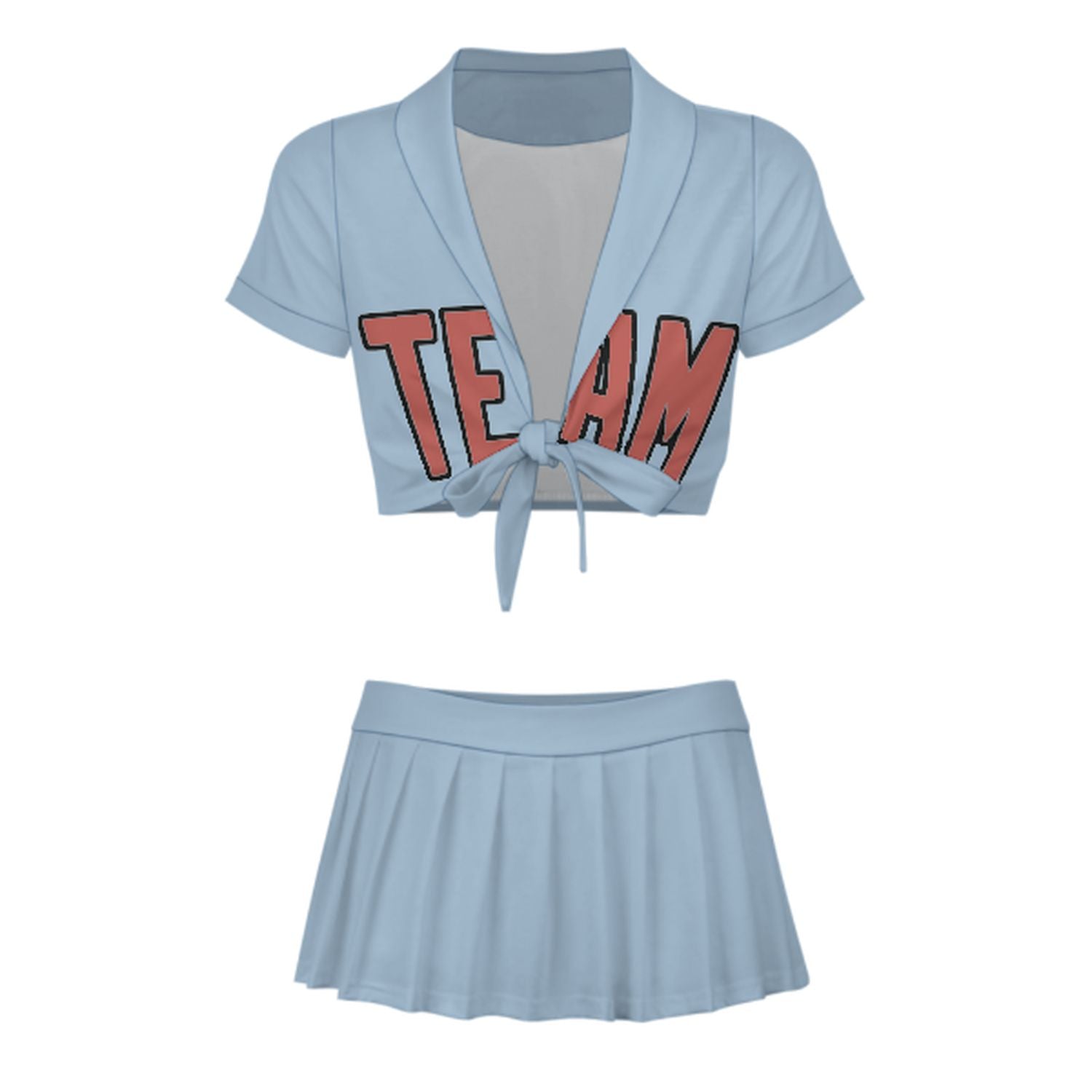 Maßgeschneidertes Hellblau Kupferrose Cheerleader Outfit Set