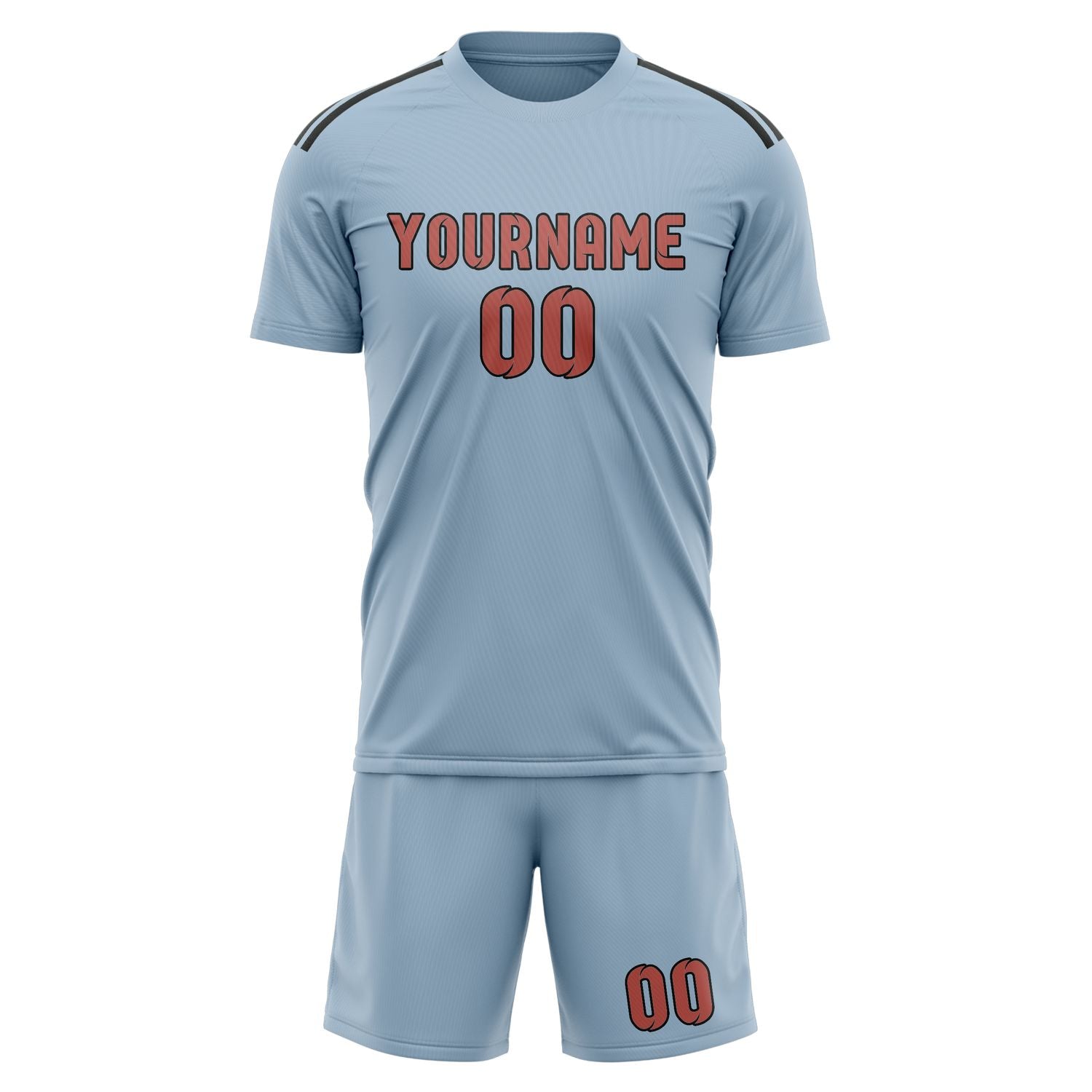Maßgeschneidertes Professionelles Hellblau Kupferrose Fußballtrikot-Set