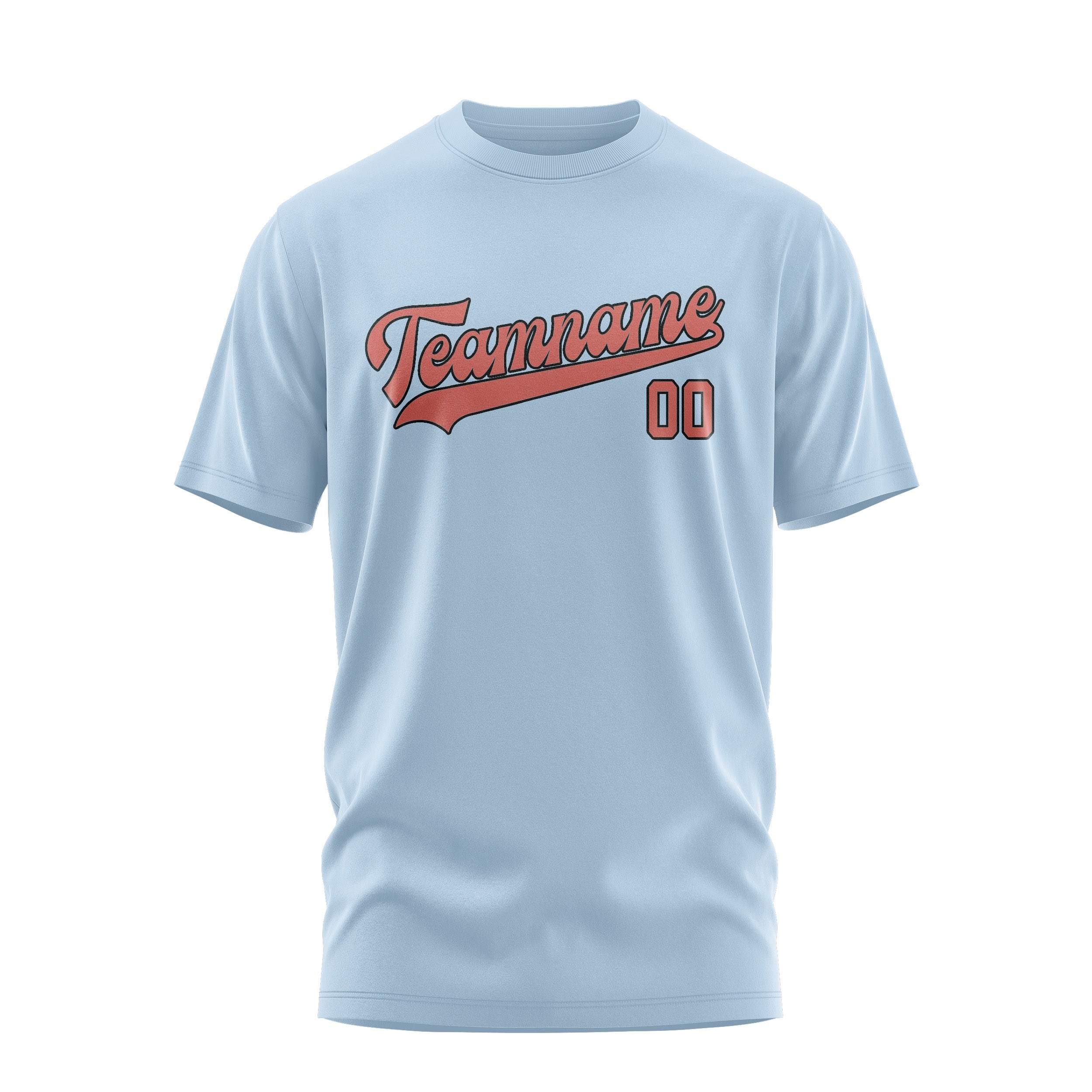 Maßgeschneidertes Hellblau Kupferrose T-Shirt