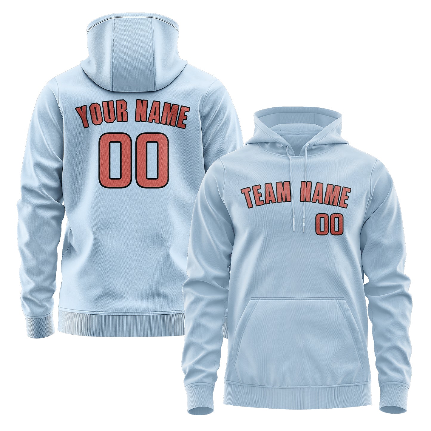 Maßgeschneidertes Hellblau Kupferrose Hoodie