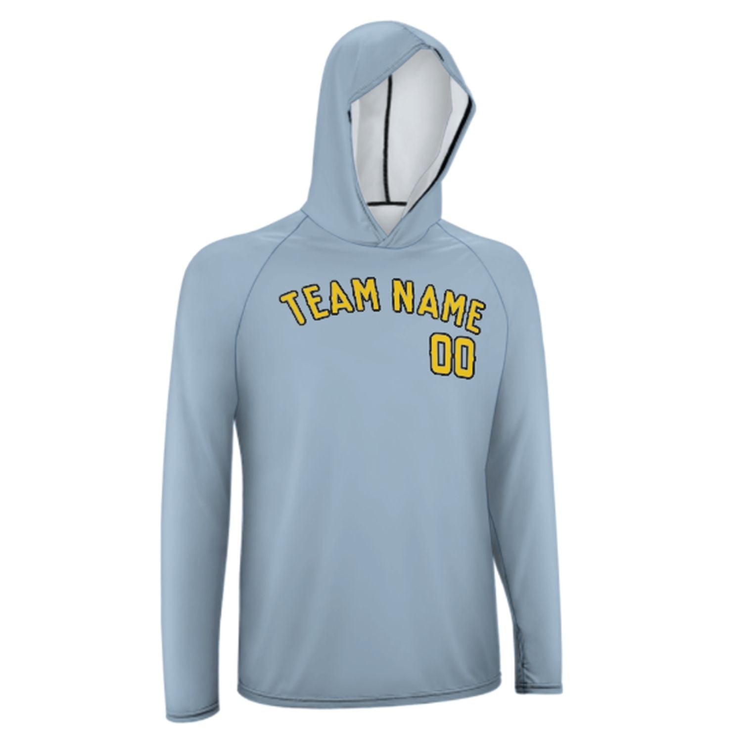 Maßgeschneidertes Hellblau Gold UV-Hoodie