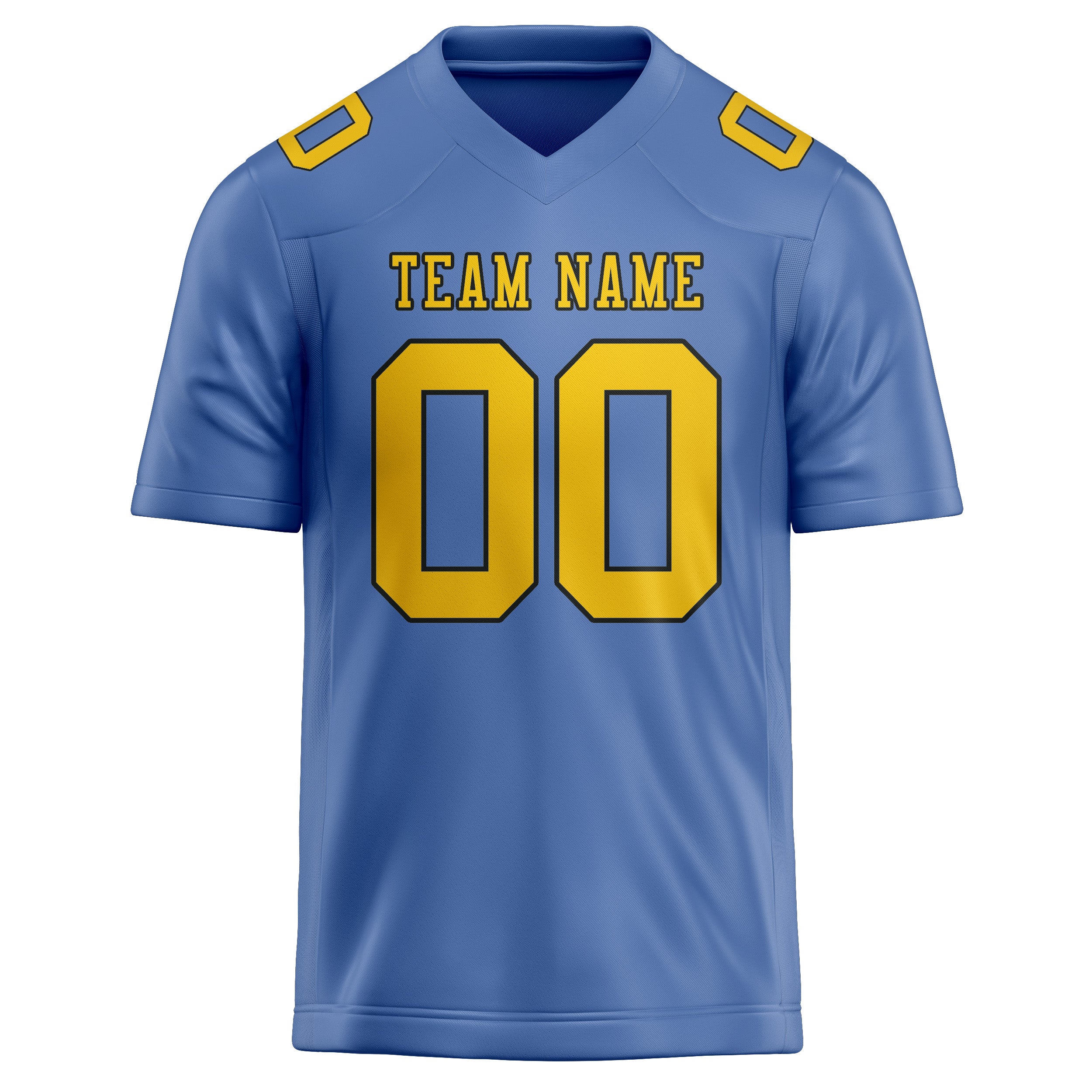 Maßgeschneidertes Professionelles Hellblau Gold Rugbytrikot